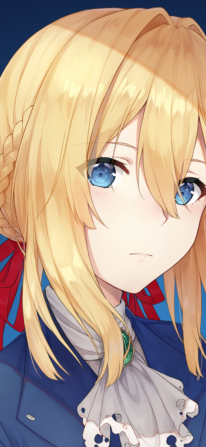 Handy-Wallpaper Blond, Gesicht, Blaue Augen, Blondinen, Animes, Violet Evergarden (Charakter), Violet Evergarden kostenlos herunterladen.