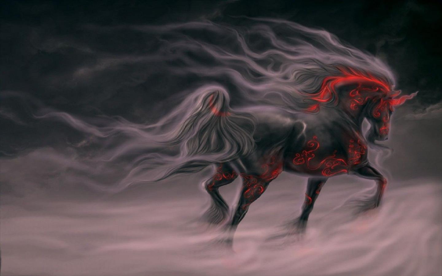 Download mobile wallpaper Fantasy, Smoke, Horse for free.