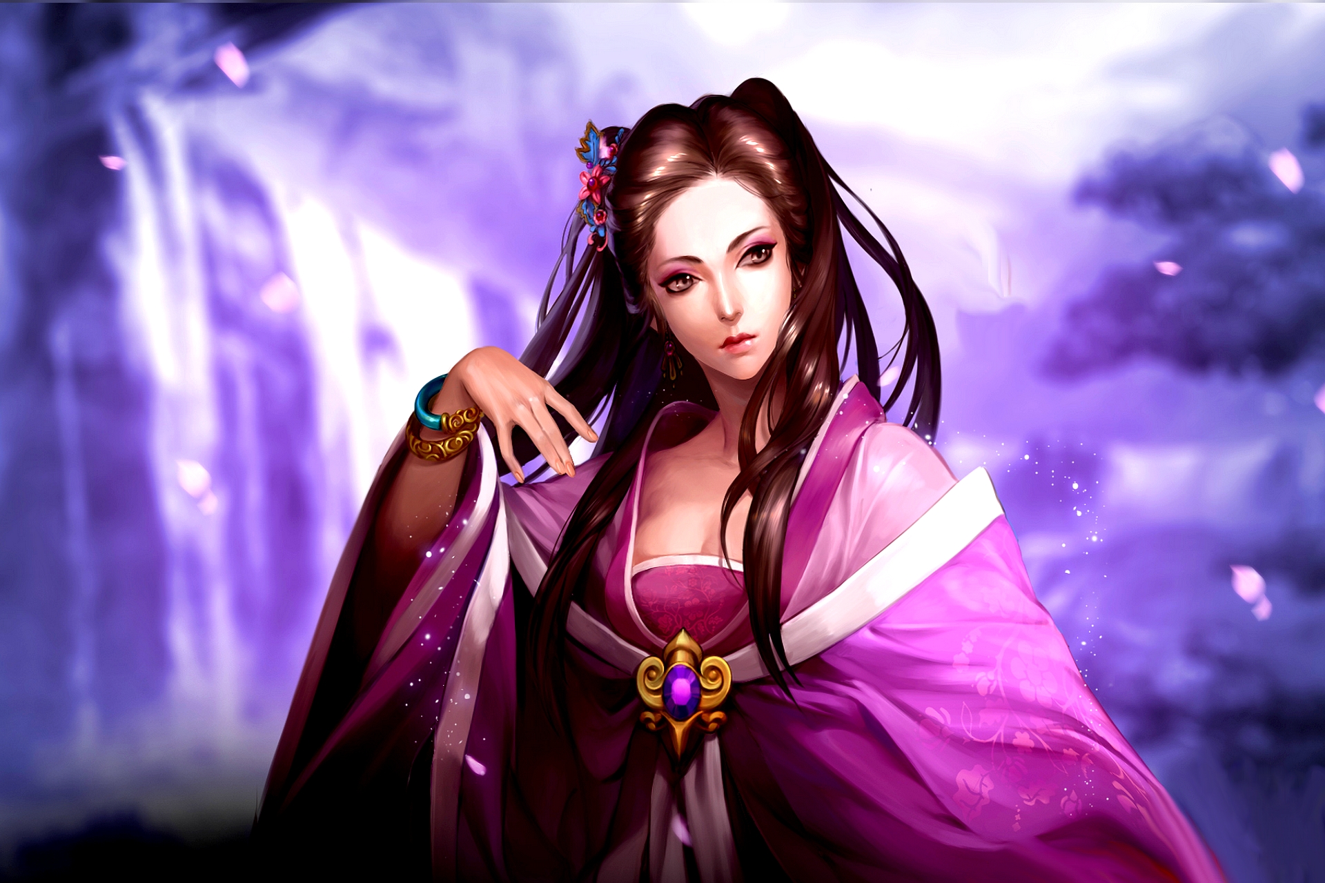 Free download wallpaper Fantasy, Purple, Women on your PC desktop