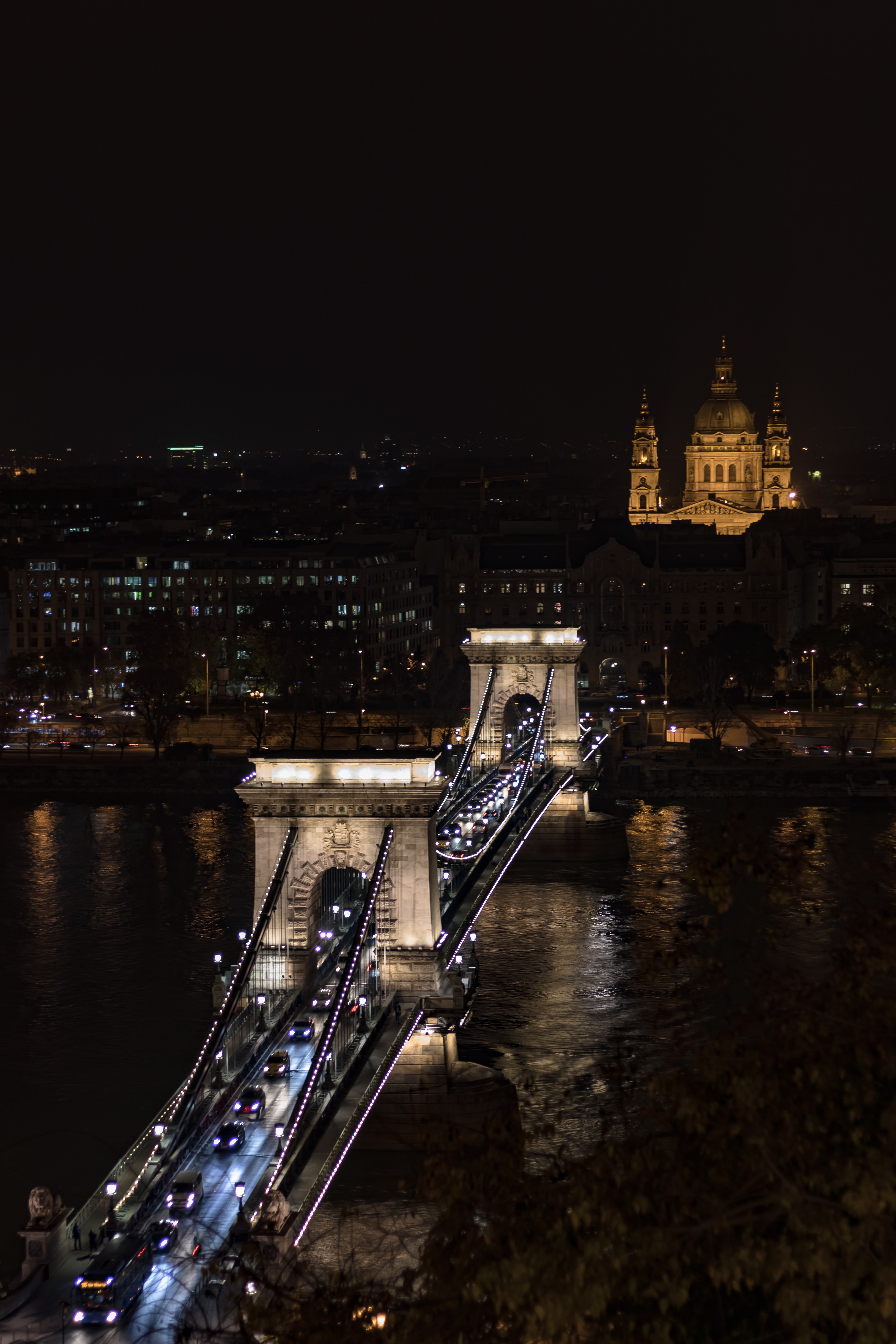 Download mobile wallpaper View From Above, City, Bridge, Cities, Night, Dark for free.