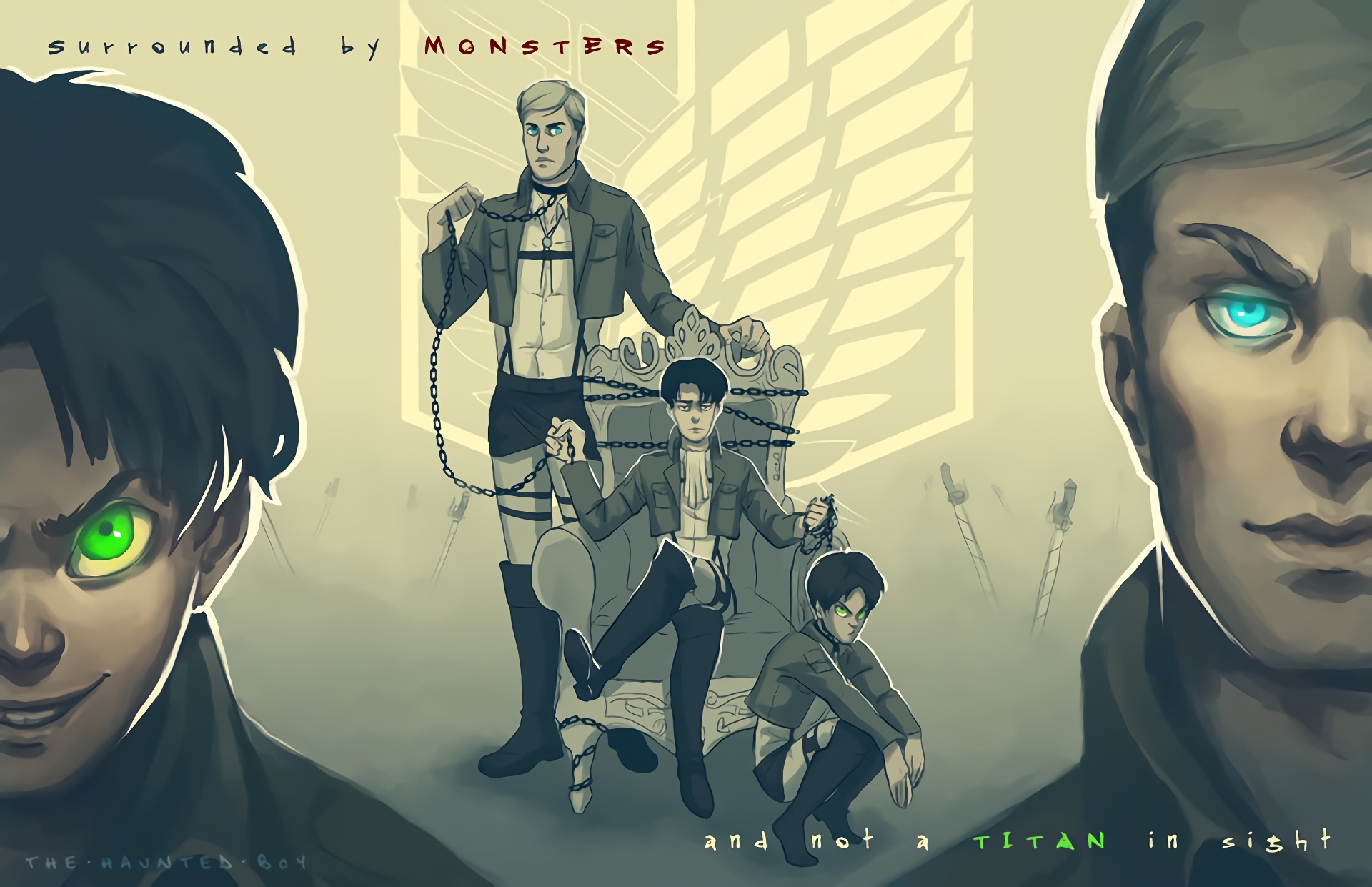 Download mobile wallpaper Anime, Eren Yeager, Shingeki No Kyojin, Attack On Titan, Levi Ackerman, Erwin Smith for free.