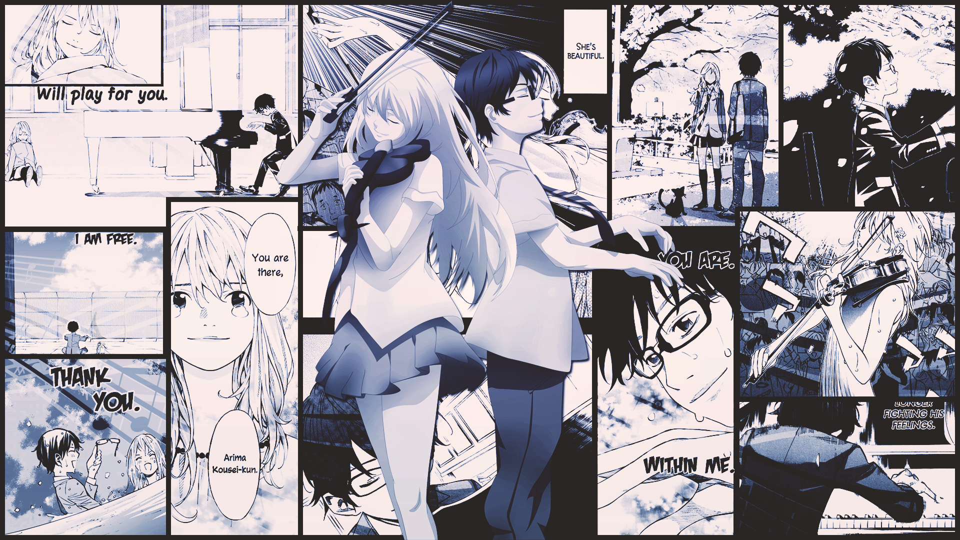 Laden Sie das Animes, Kousei Arima, Kaori Miyazono, Shigatsu Wa Kimi No Uso Sekunden In Moll-Bild kostenlos auf Ihren PC-Desktop herunter