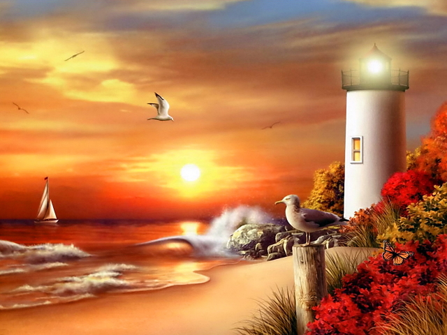 Download mobile wallpaper Lighthouse, Artistic for free.