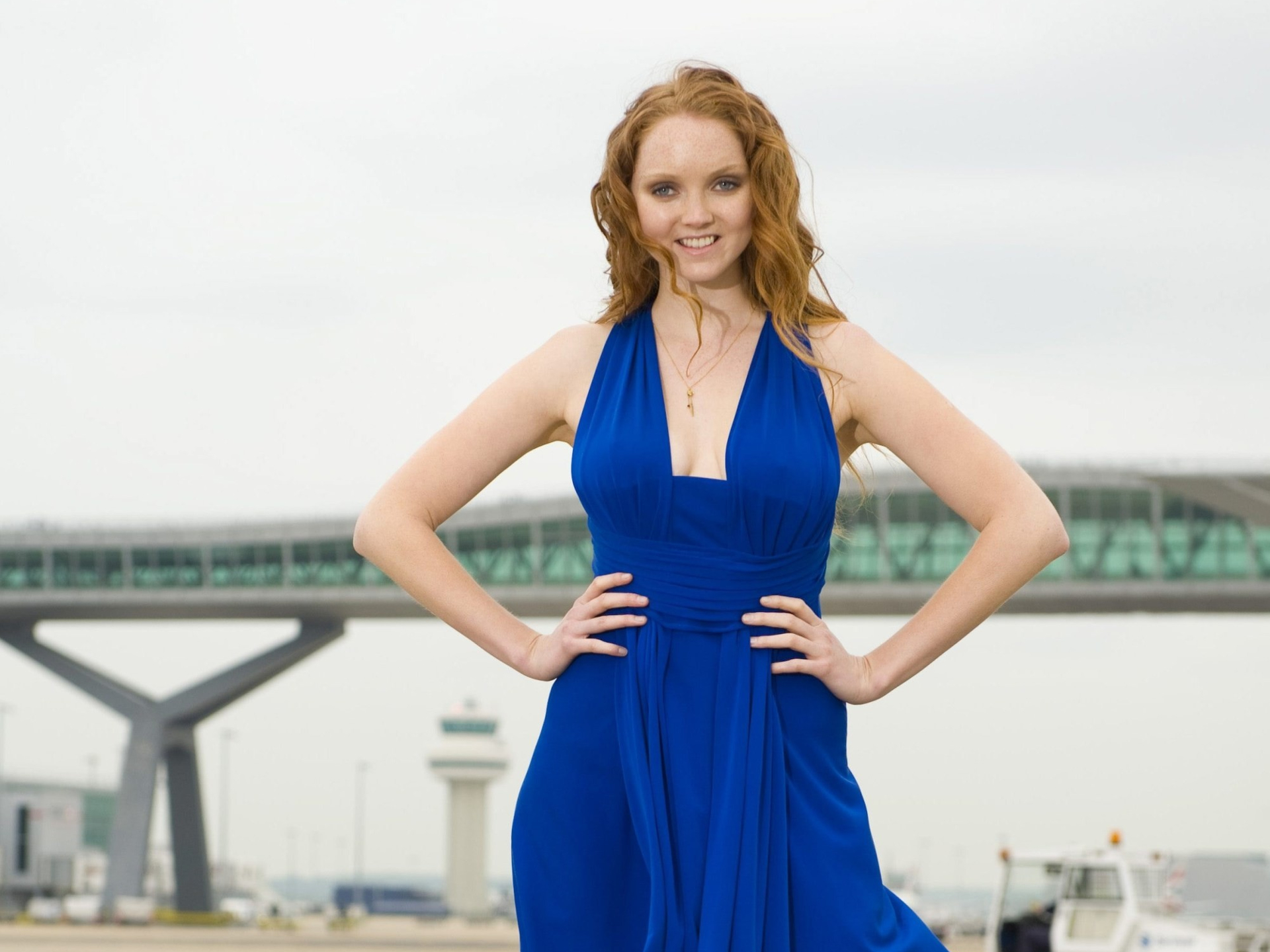 celebrity, lily cole, actress, blue dress, blue eyes, english, redhead, smile
