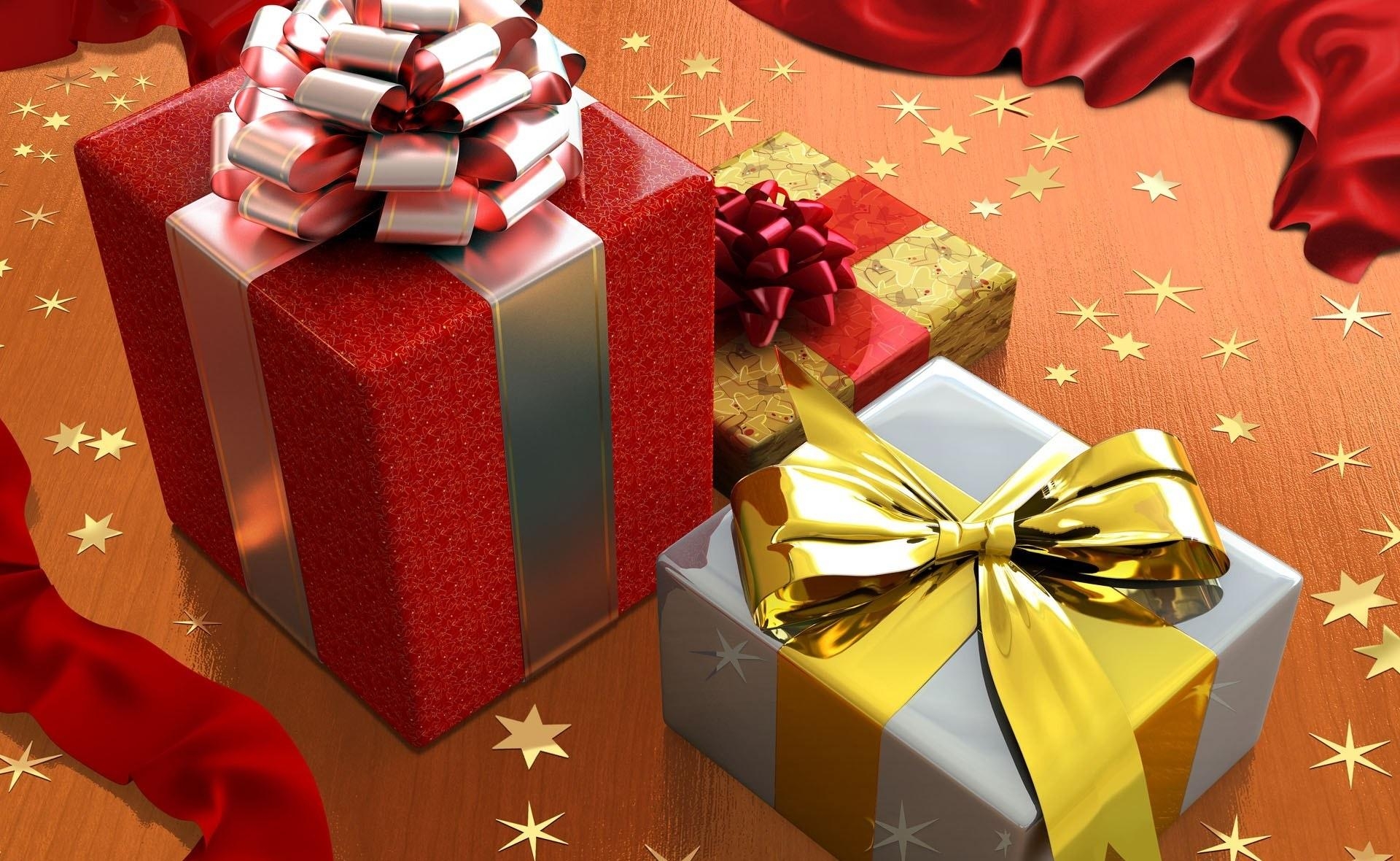 gifts, holidays, stars, holiday, bows, presents Full HD
