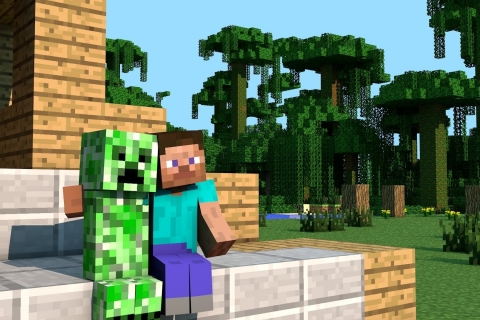 Download mobile wallpaper Minecraft, Video Game, Creeper (Minecraft), Steve (Minecraft) for free.