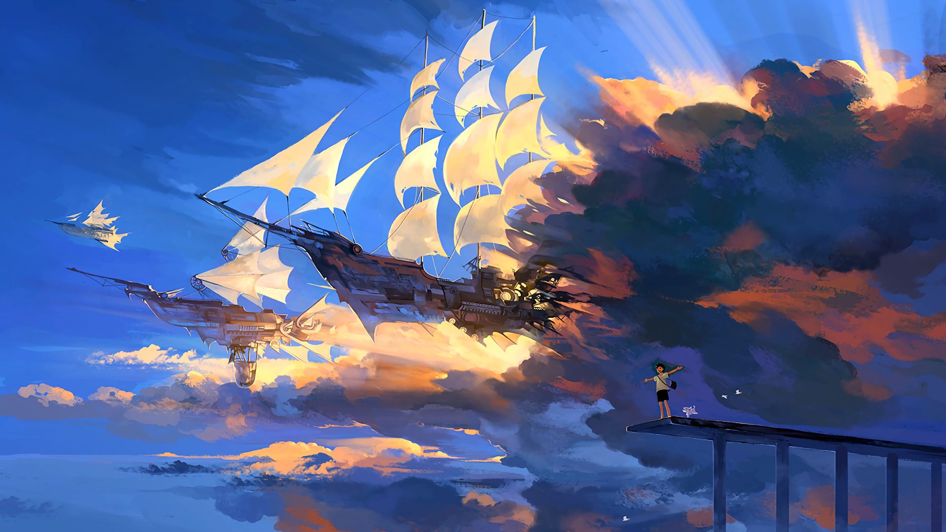 Free download wallpaper Fantasy, Ship, Cloud on your PC desktop