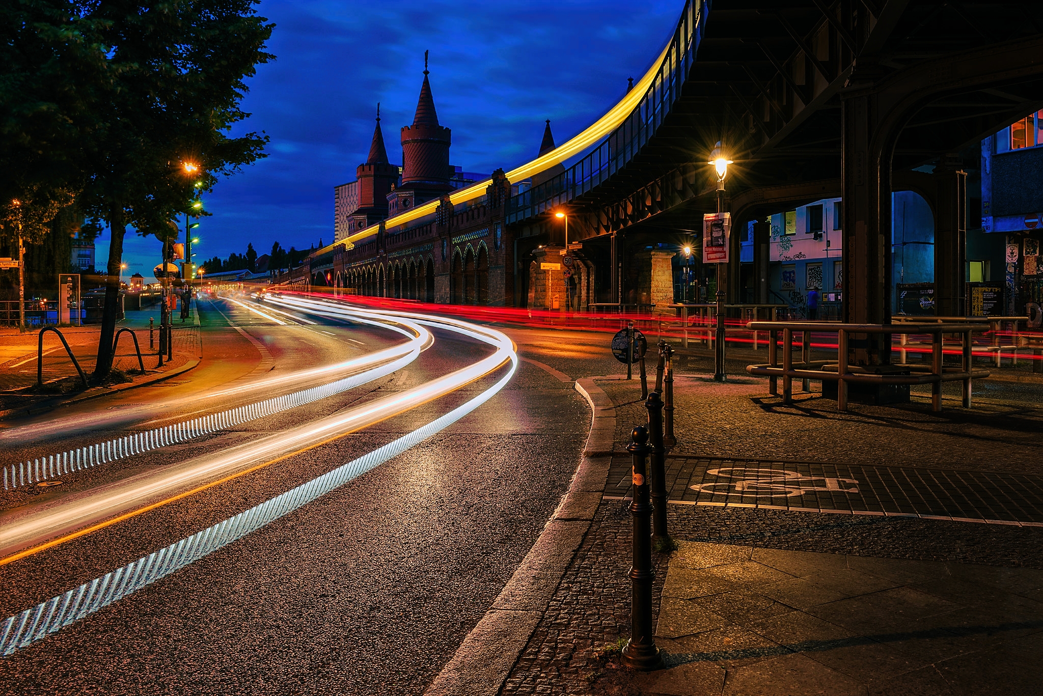 Download mobile wallpaper Night, Berlin, Street, Urban, Photography, Time Lapse for free.