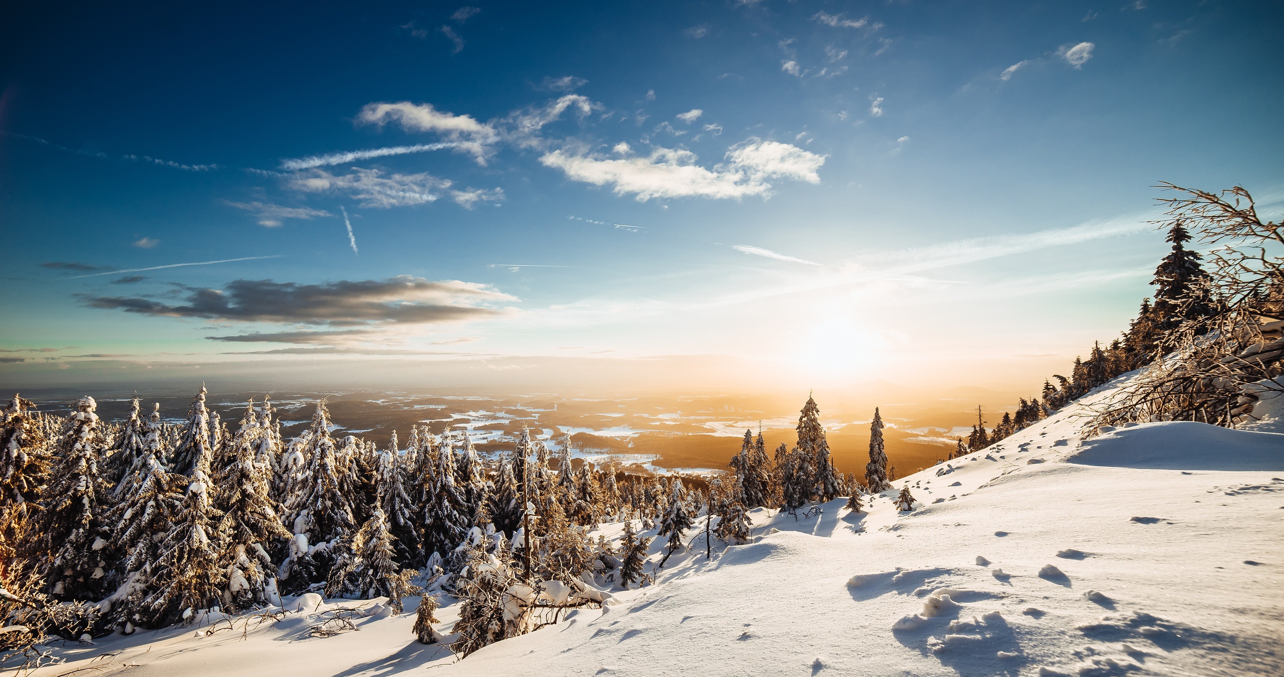 PCデスクトップに風景, 冬, 自然, 雪, 地平線, 地球, 空画像を無料でダウンロード