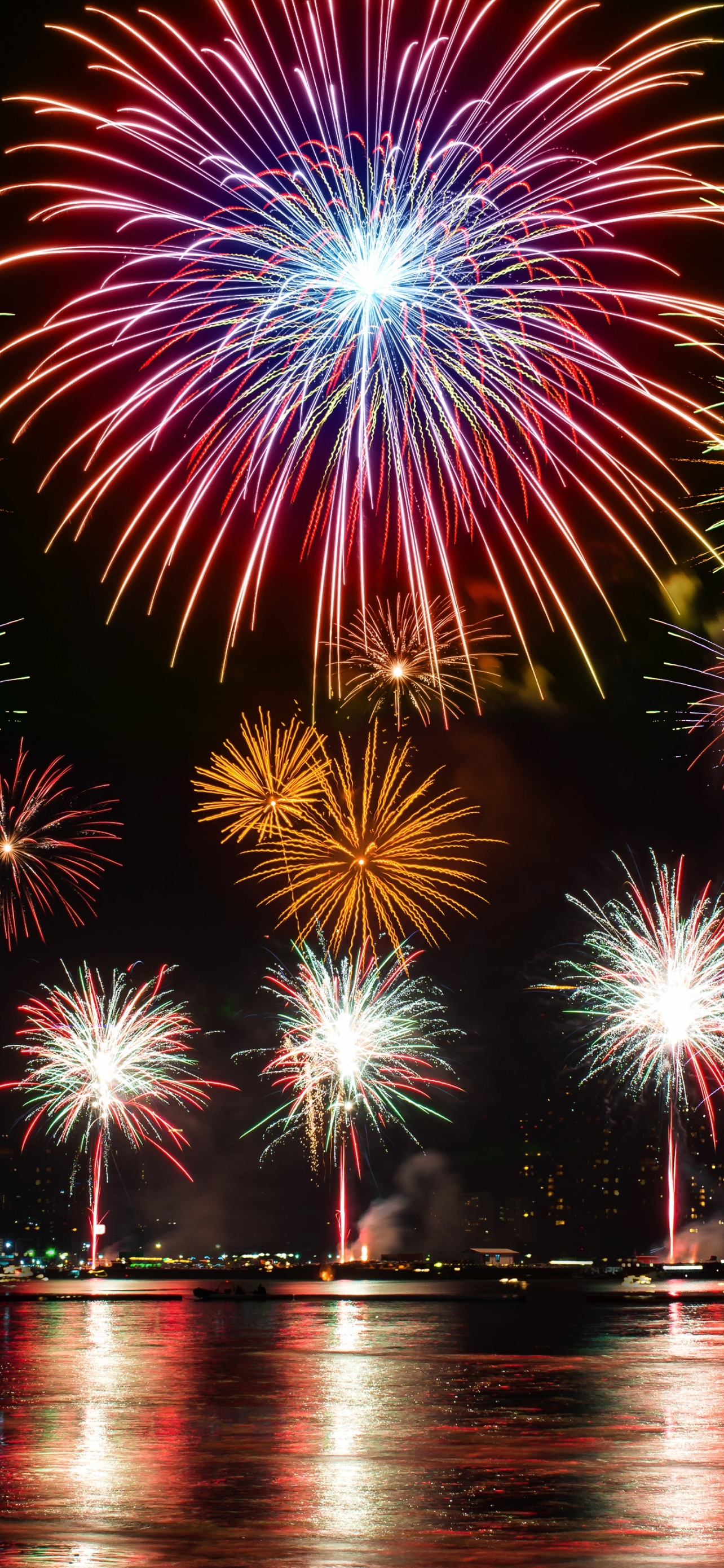 Download mobile wallpaper Night, Light, Fireworks, Photography for free.