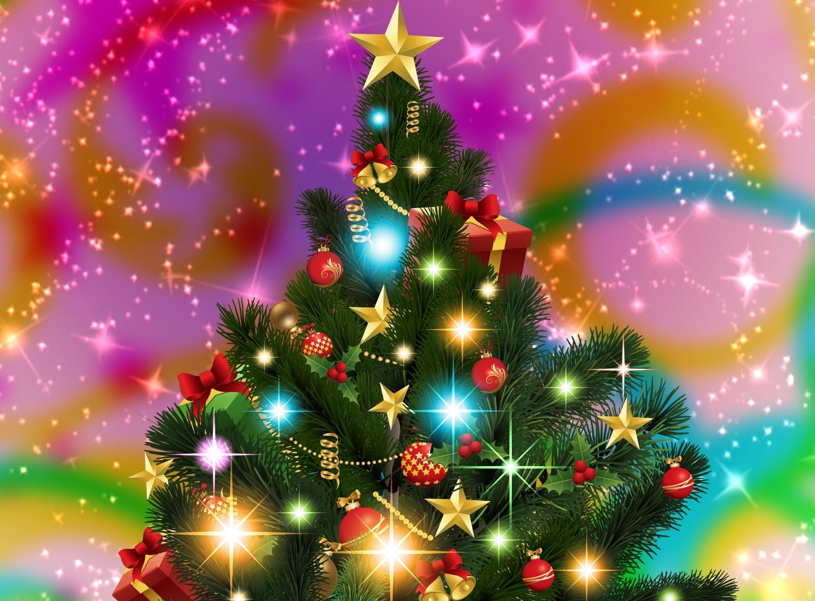 shining, christmas tree, holidays, stars, holiday, garland, garlands Full HD