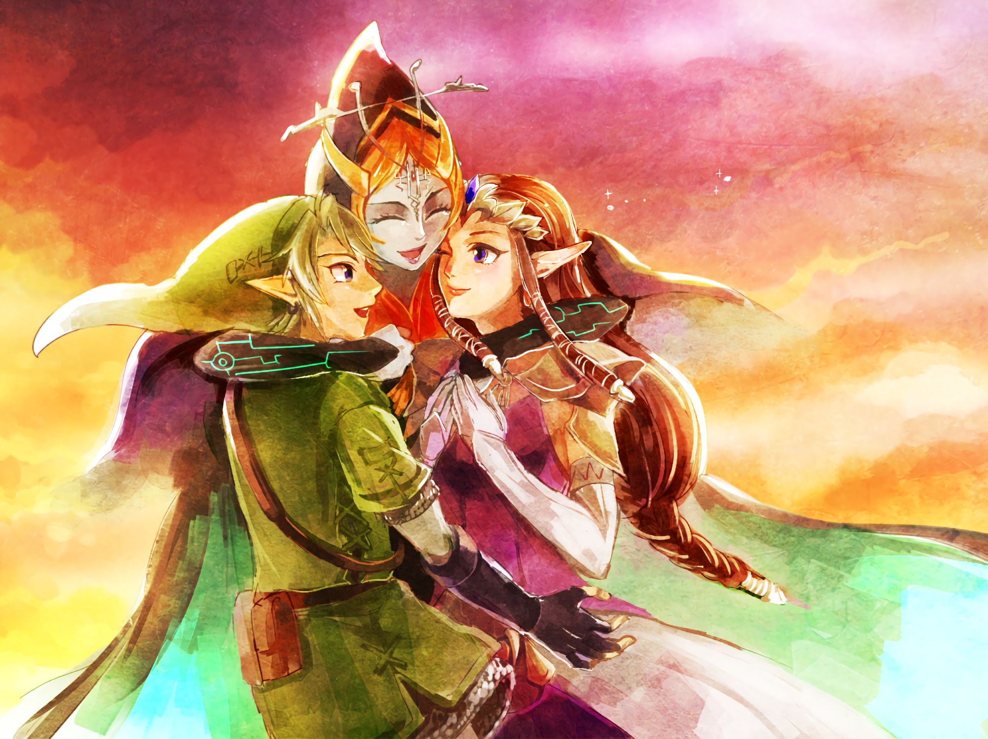 video game, the legend of zelda: twilight princess, hug, link, midna (the legend of zelda), zelda
