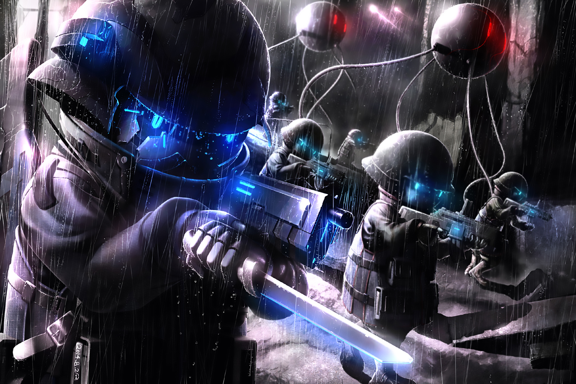 Free download wallpaper Anime, Dark, Robot, Original on your PC desktop