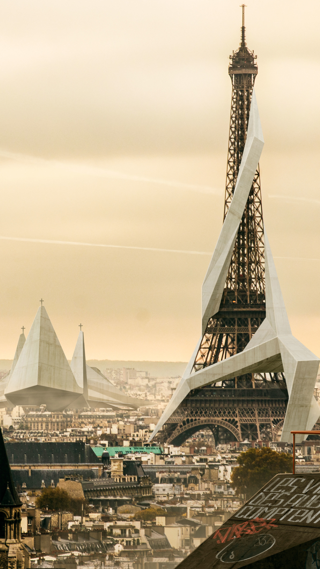 Téléchargez des papiers peints mobile Paris, Tour Eiffel, Ville, Paysage Urbain, Monument, Jeux Vidéo, Deus Ex, Deus Ex: Mankind Divided gratuitement.