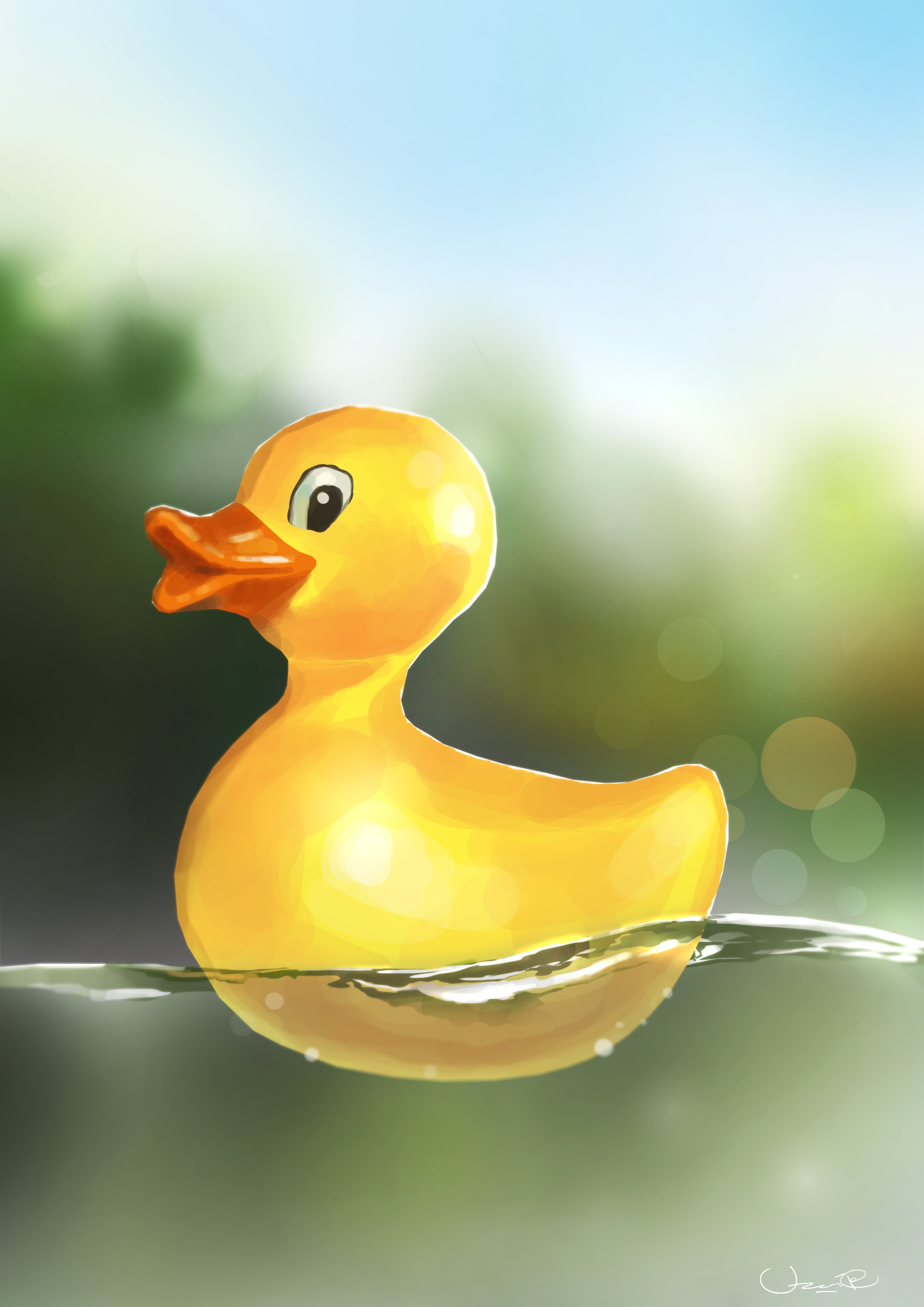 Download mobile wallpaper Duckling, Toy, Water, Art for free.