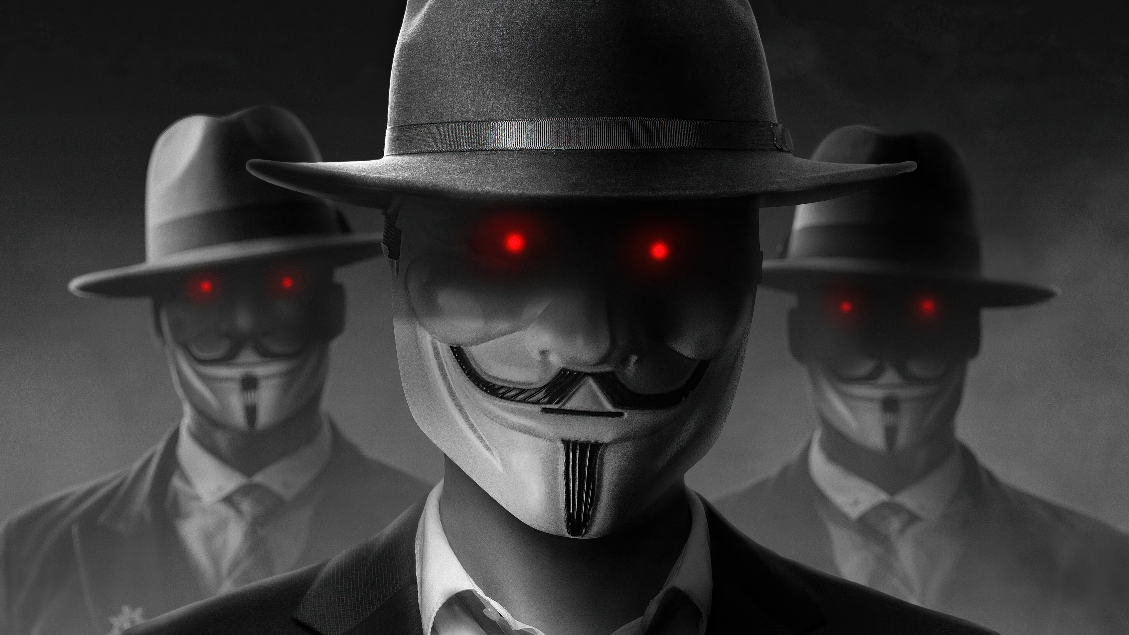 PCデスクトップにマスク, 帽子, テクノロジー, 匿名画像を無料でダウンロード