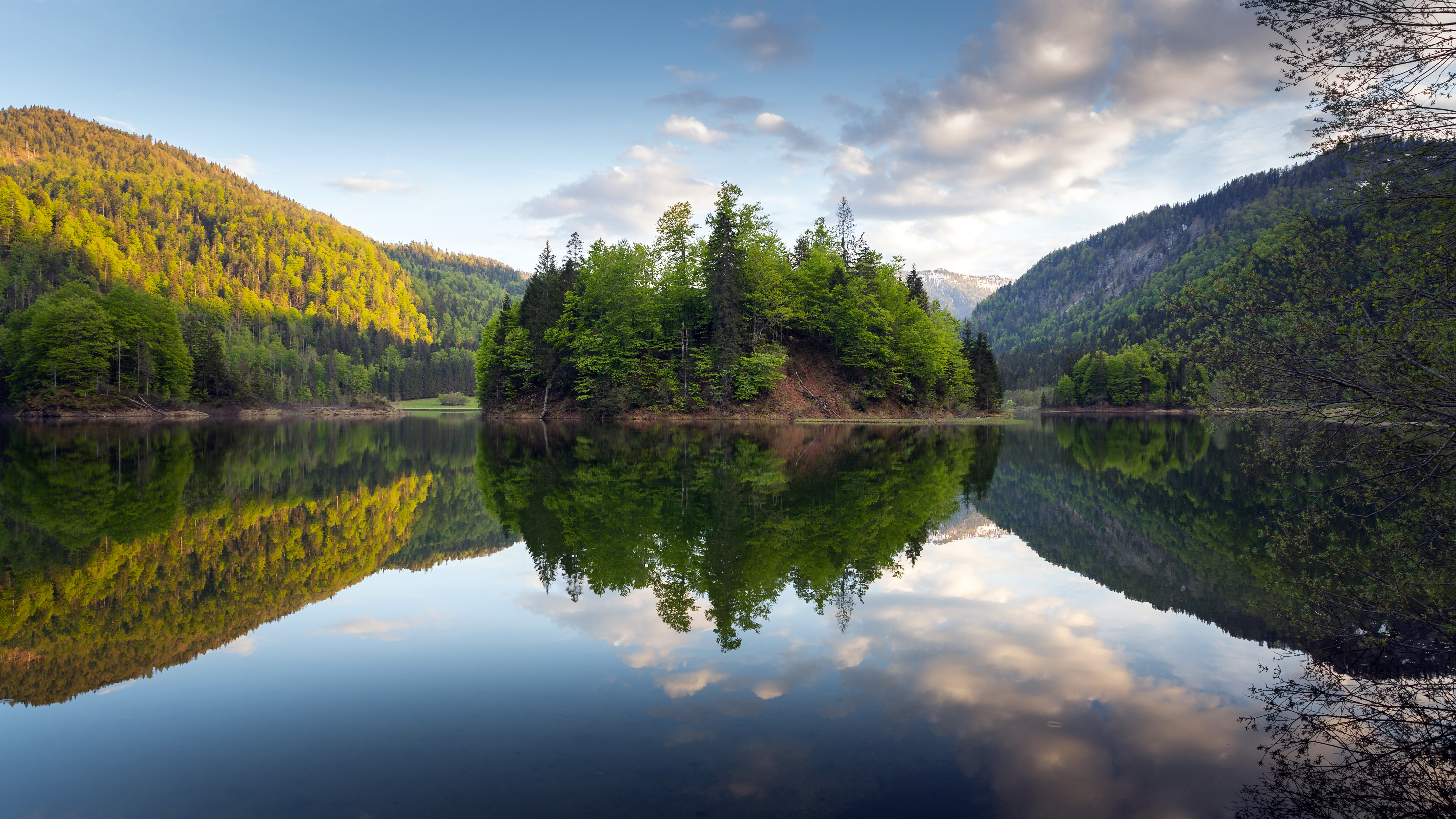 Free download wallpaper Landscape, Nature, Lake, Reflection, Forest, Earth, Island on your PC desktop