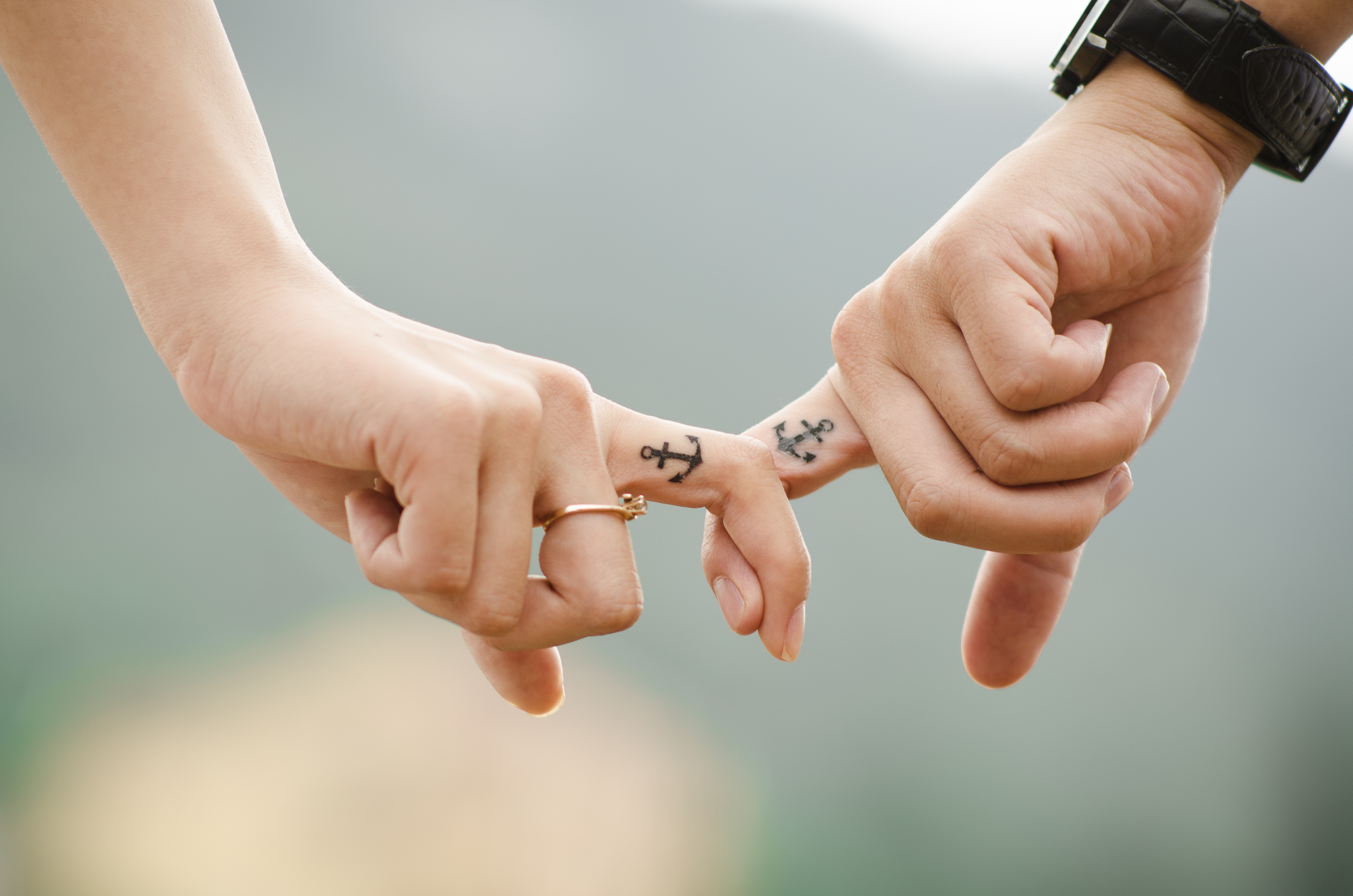 pair, tattoos, love, couple, hands, tattoo, romance, anchor
