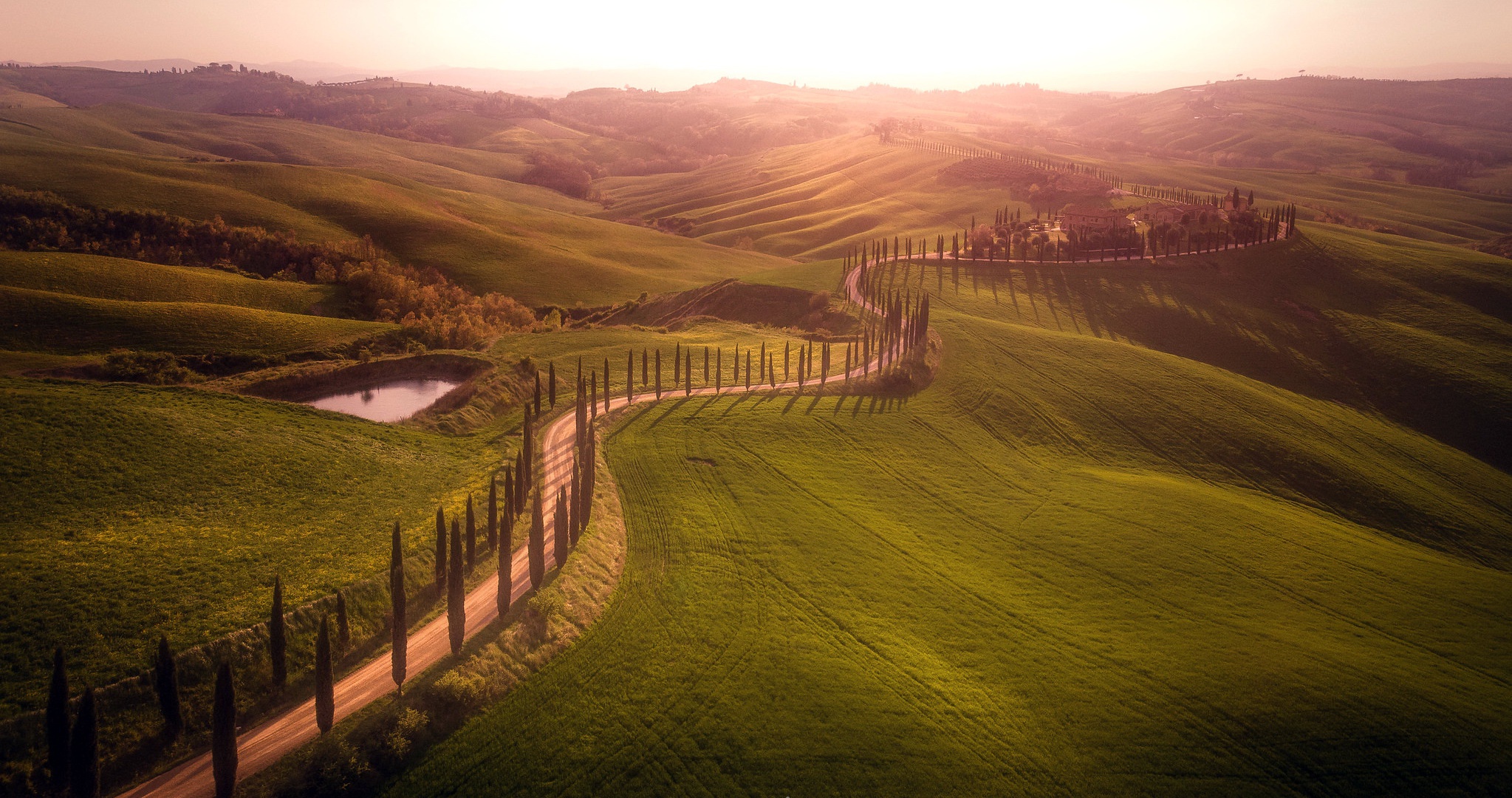 Laden Sie das Landschaft, Italien, Hügel, Fotografie, Toskana, Schotterstraße-Bild kostenlos auf Ihren PC-Desktop herunter