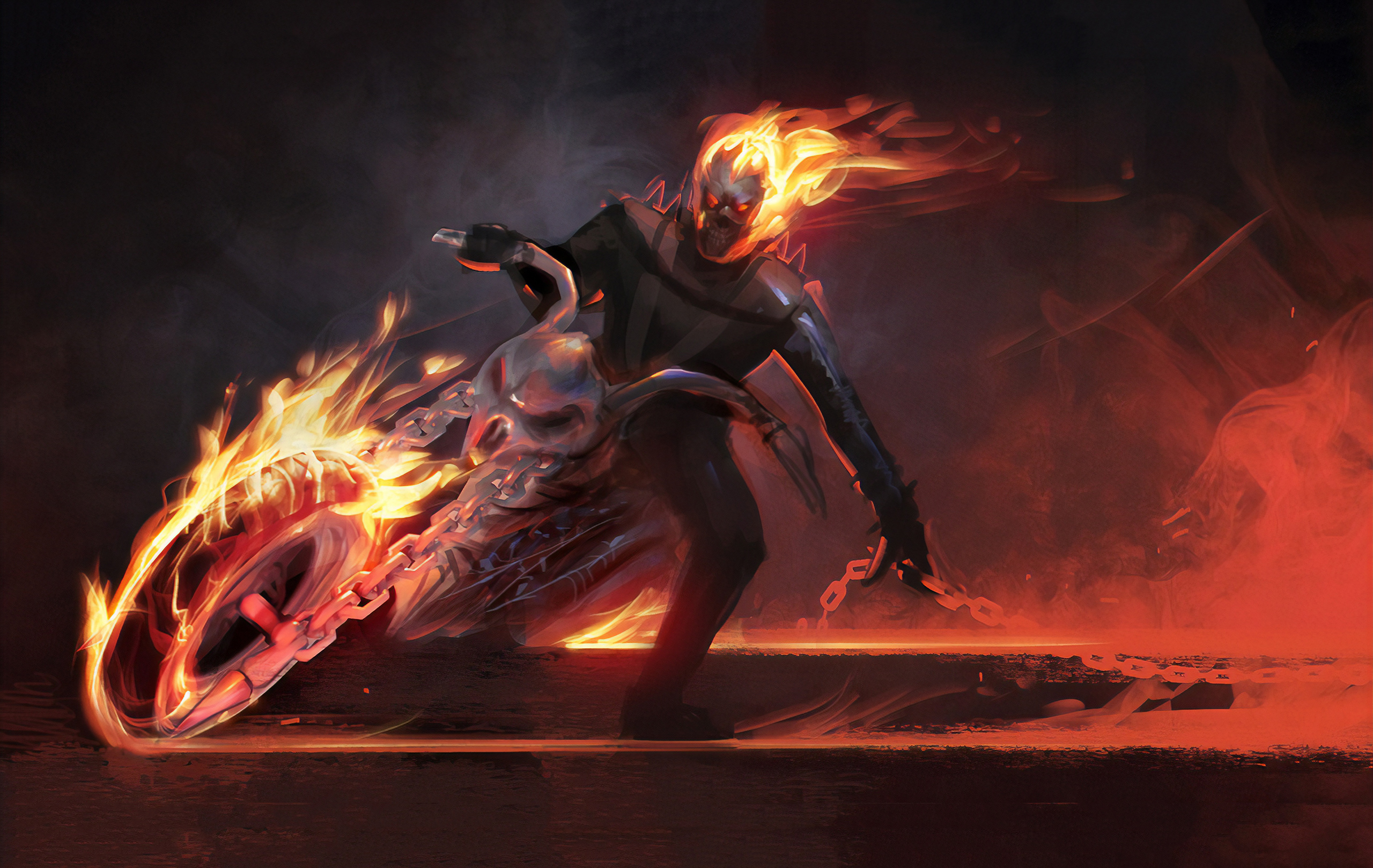 Download mobile wallpaper Ghost Rider, Motorcycle, Skull, Comics for free.