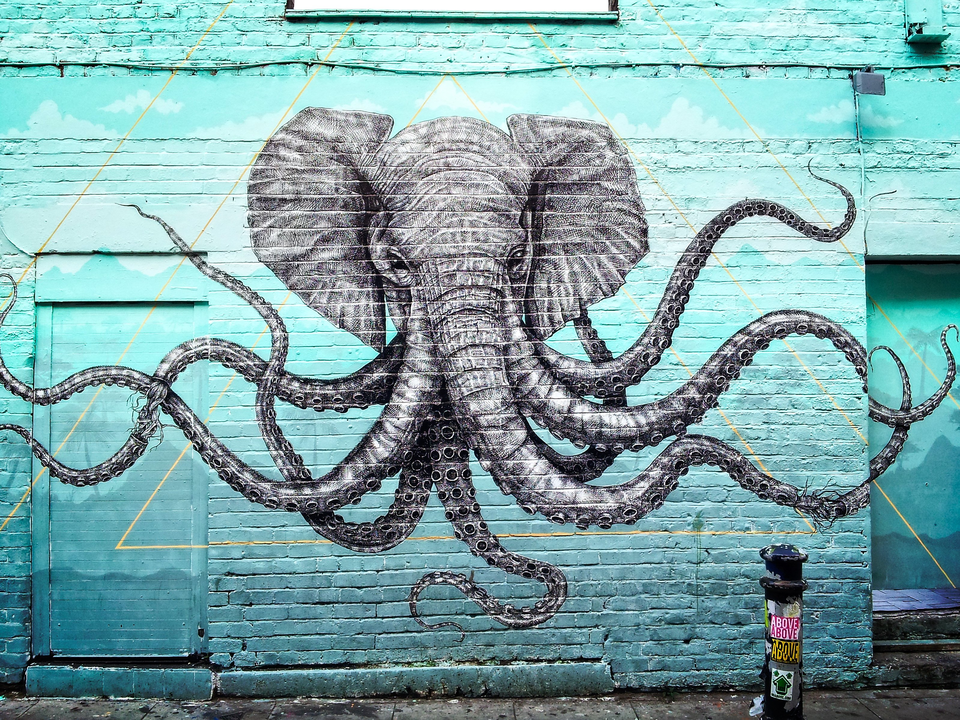 92679 descargar fondo de pantalla pulpo, arte, pintada, graffiti, tentáculos, los tentáculos, elefante: protectores de pantalla e imágenes gratis