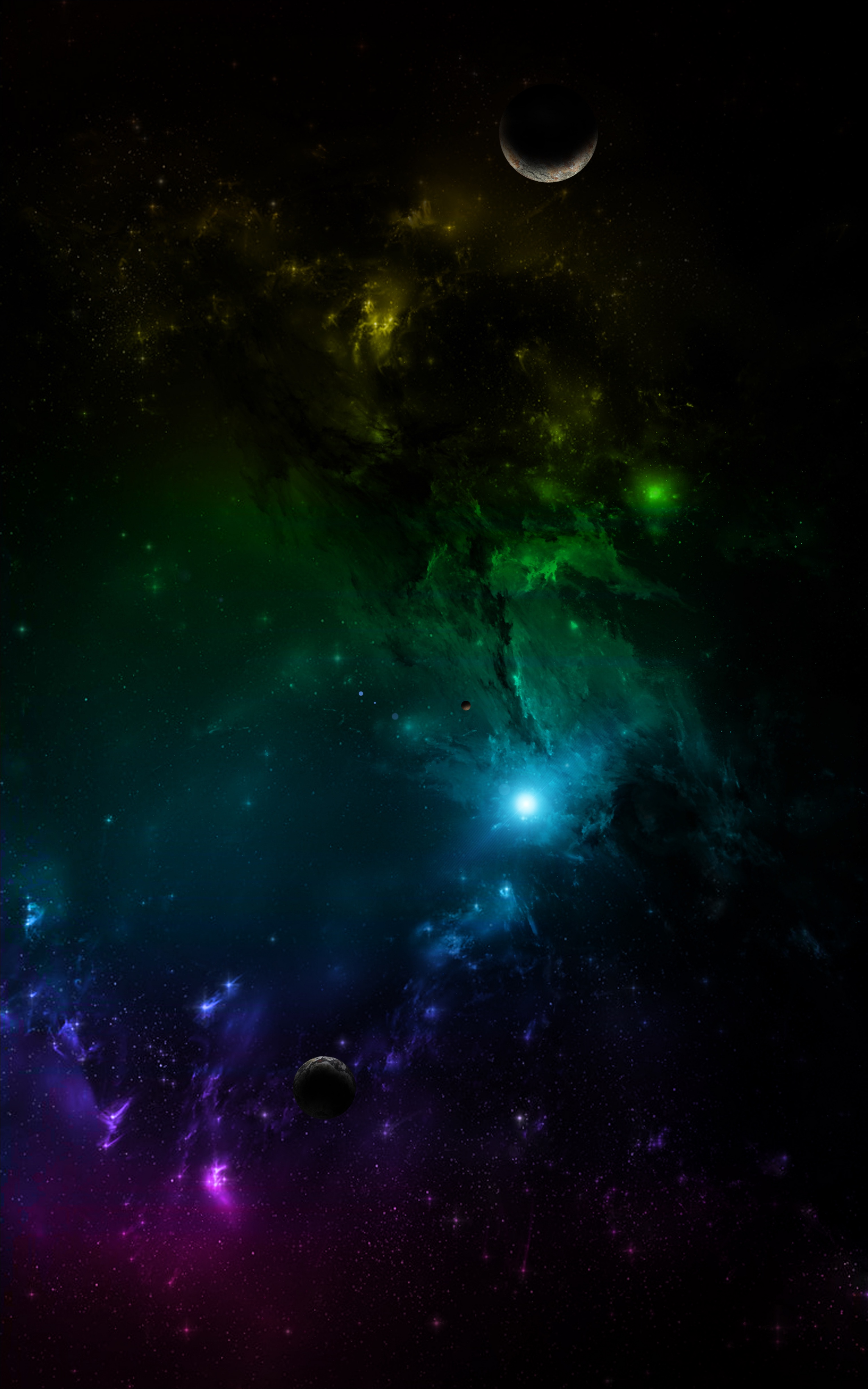Descarga gratuita de fondo de pantalla para móvil de Abigarrado, Universo, Multicolor, Galaxia, Planetas.