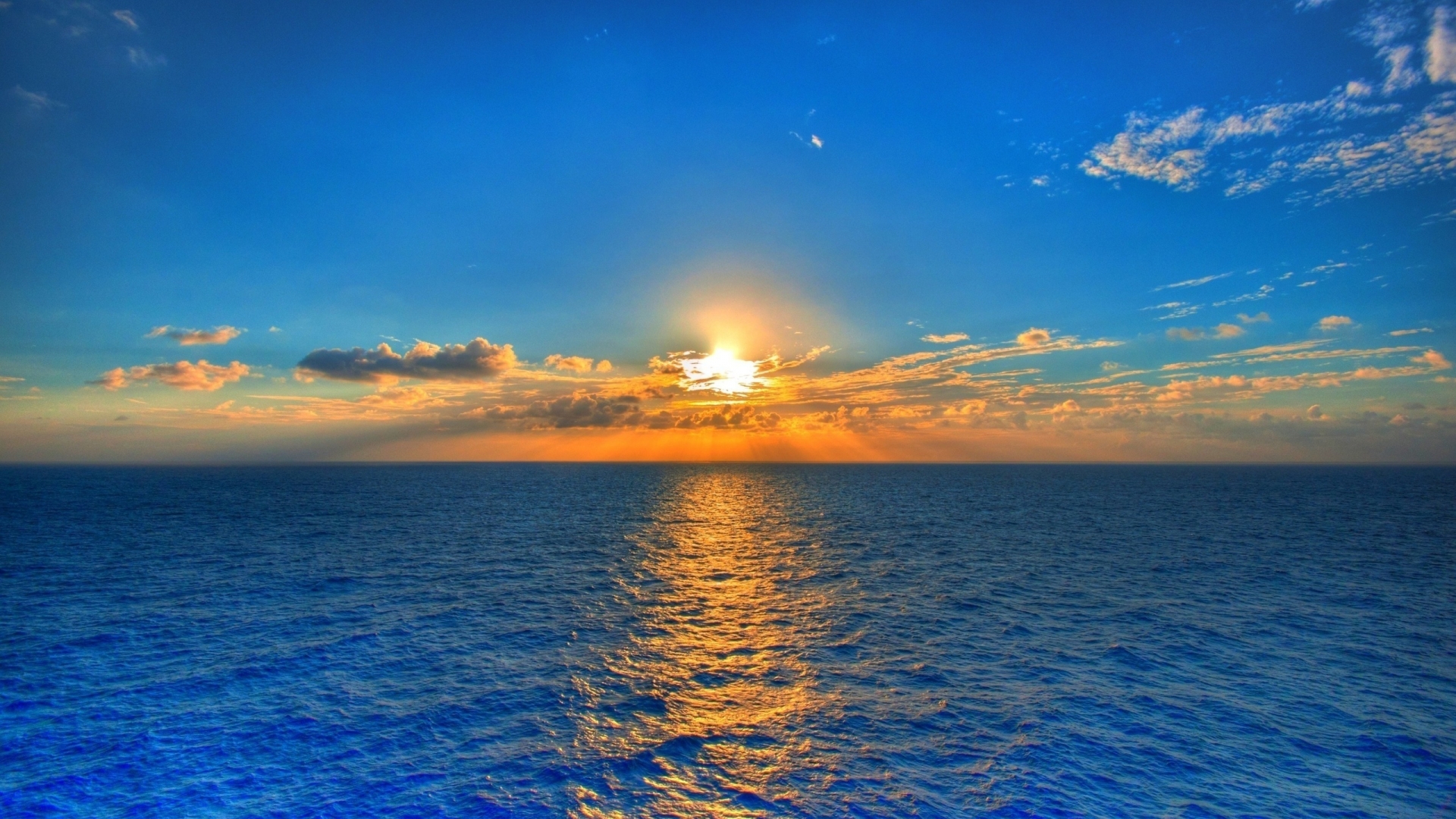 landscape, sunset, sea, blue