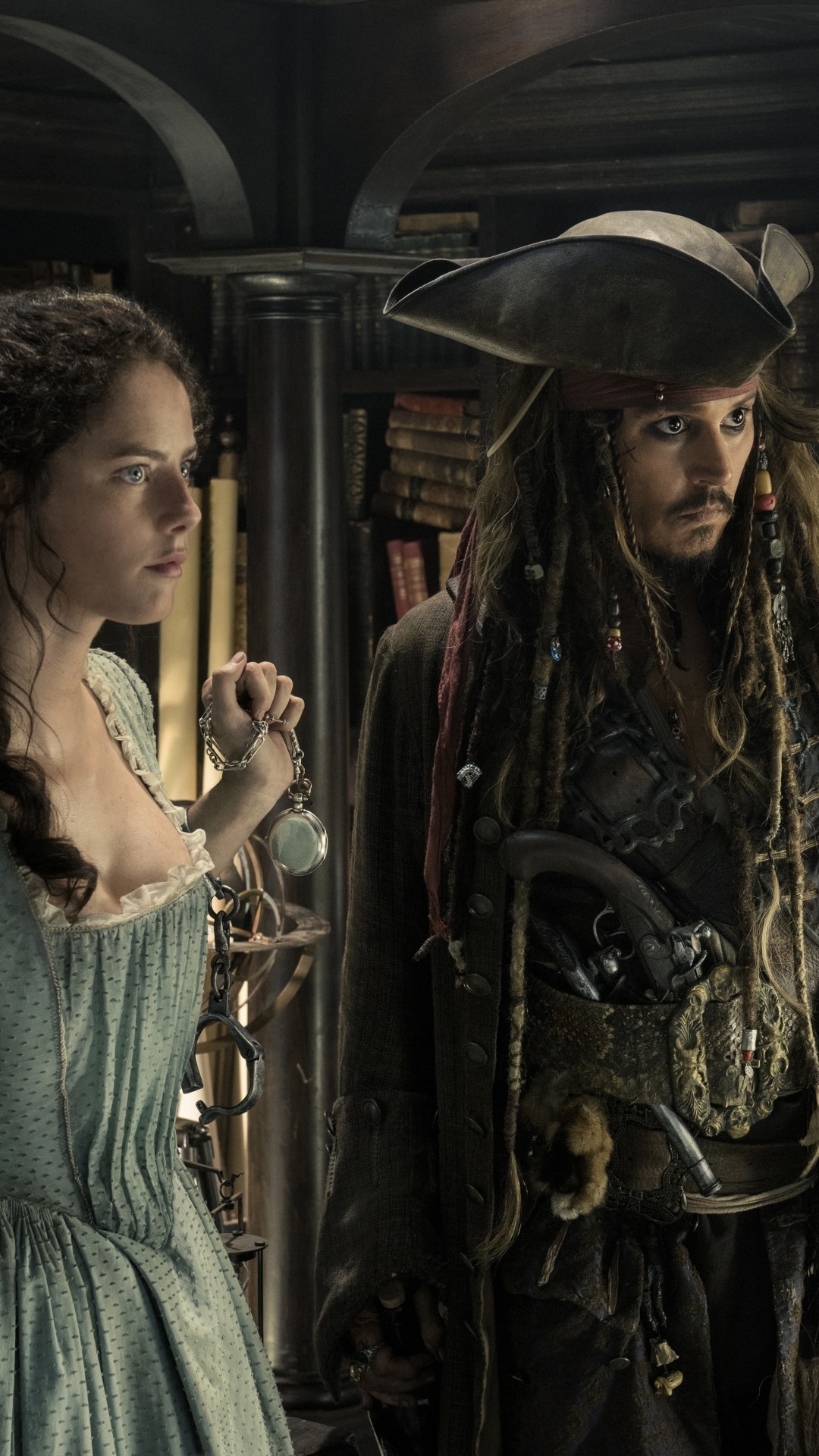 Handy-Wallpaper Johnny Depp, Filme, Jack Sparrow, Kaya Scodelario, Pirates Of The Caribbean: Salazars Rache, Carina Schmidt kostenlos herunterladen.