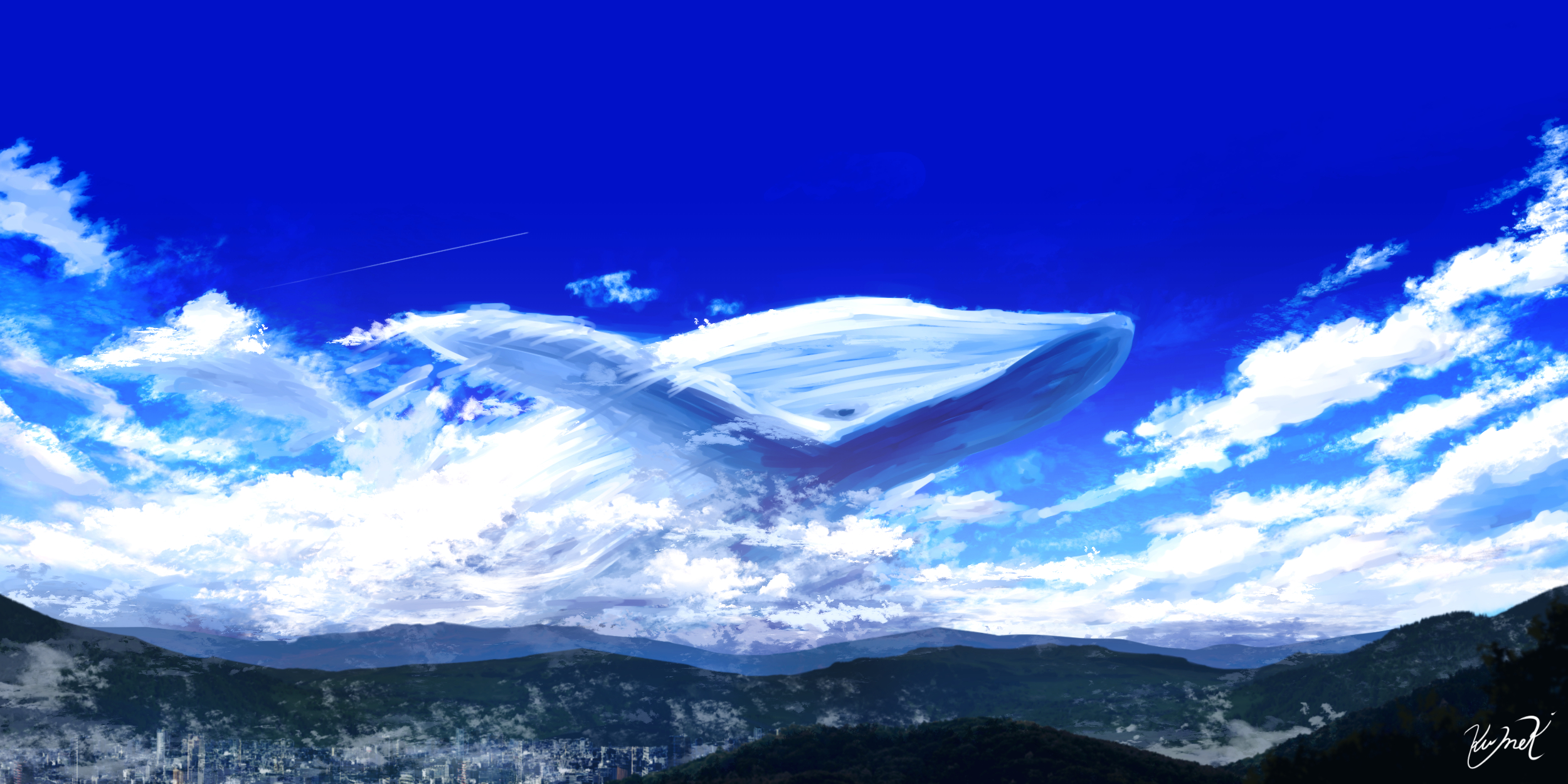 Baixar papel de parede para celular de Anime, Animais, Céu, Nuvem, Baleia gratuito.