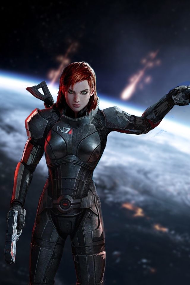 Download mobile wallpaper Mass Effect, Armor, Video Game, Gun, Mass Effect 3, Commander Shepard for free.