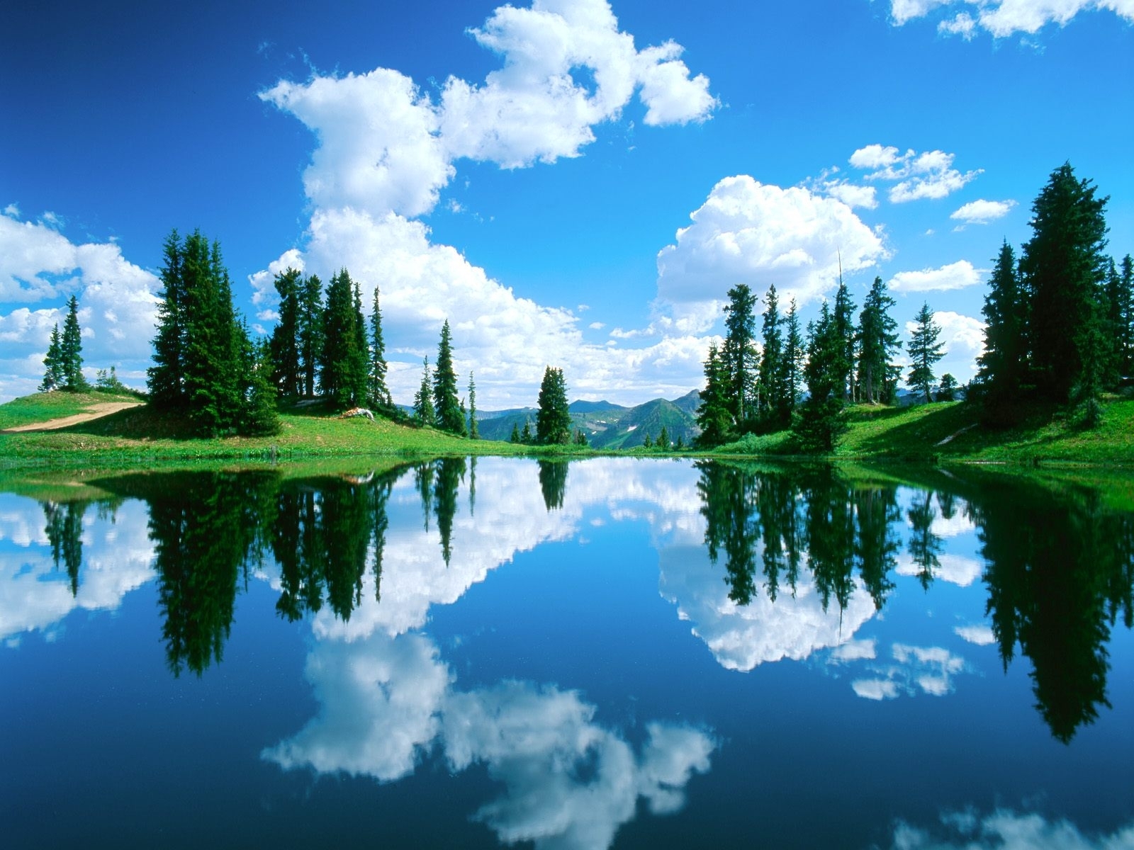 Download mobile wallpaper Landscape, Sky, Trees, Lakes, Water for free.