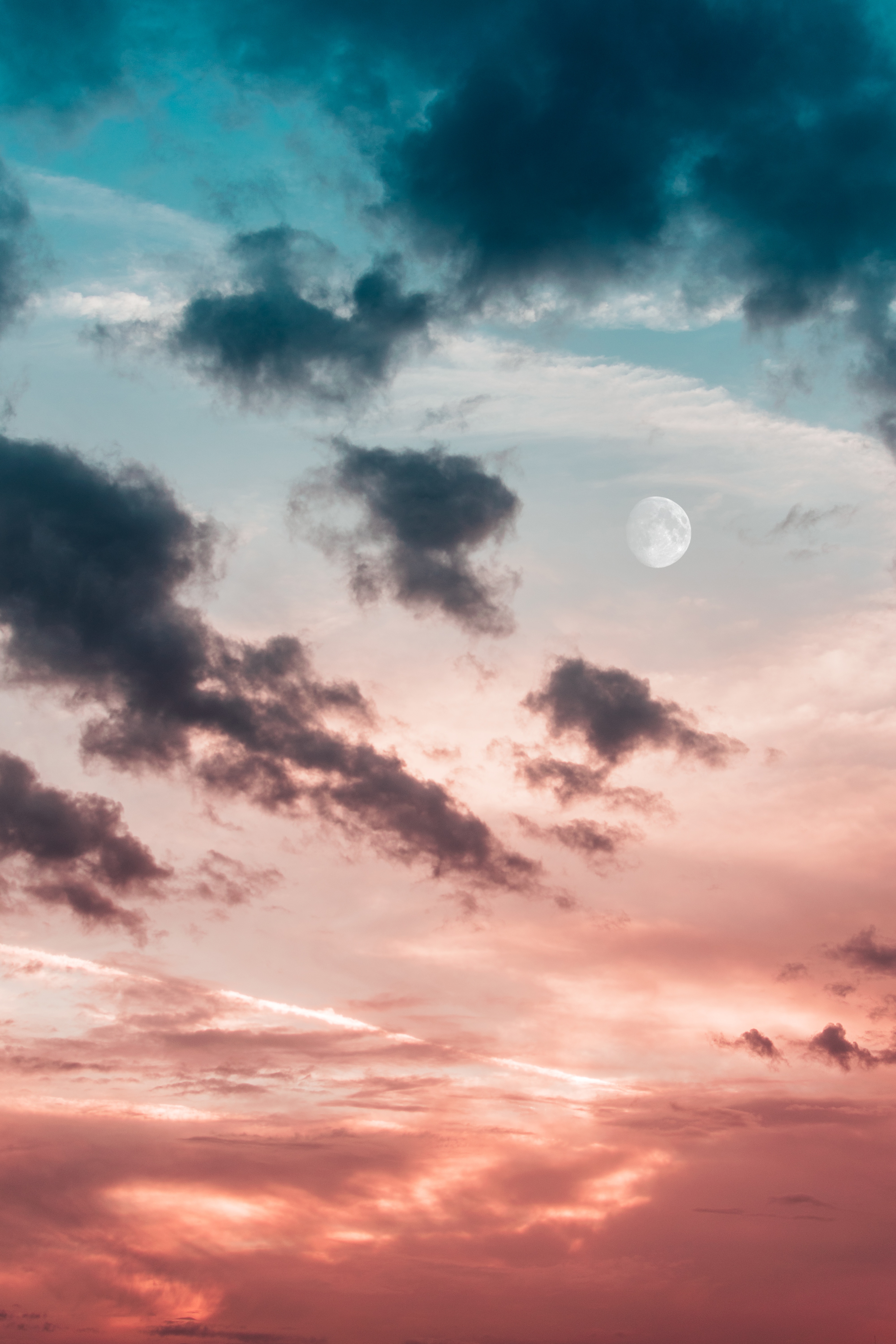 Free download wallpaper Sky, Clouds, Nature, Moon on your PC desktop