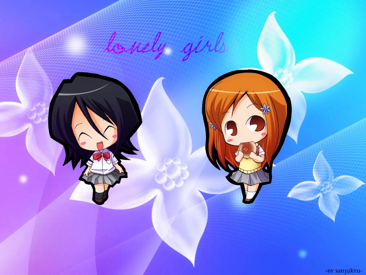 Download mobile wallpaper Anime, Bleach, Rukia Kuchiki, Orihime Inoue for free.