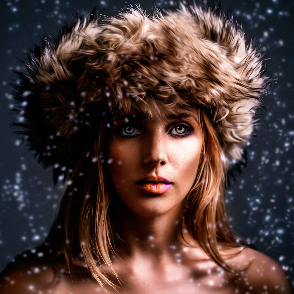 Free download wallpaper Winter, Snow, Mood, Face, Hat, Snowflake, Women on your PC desktop