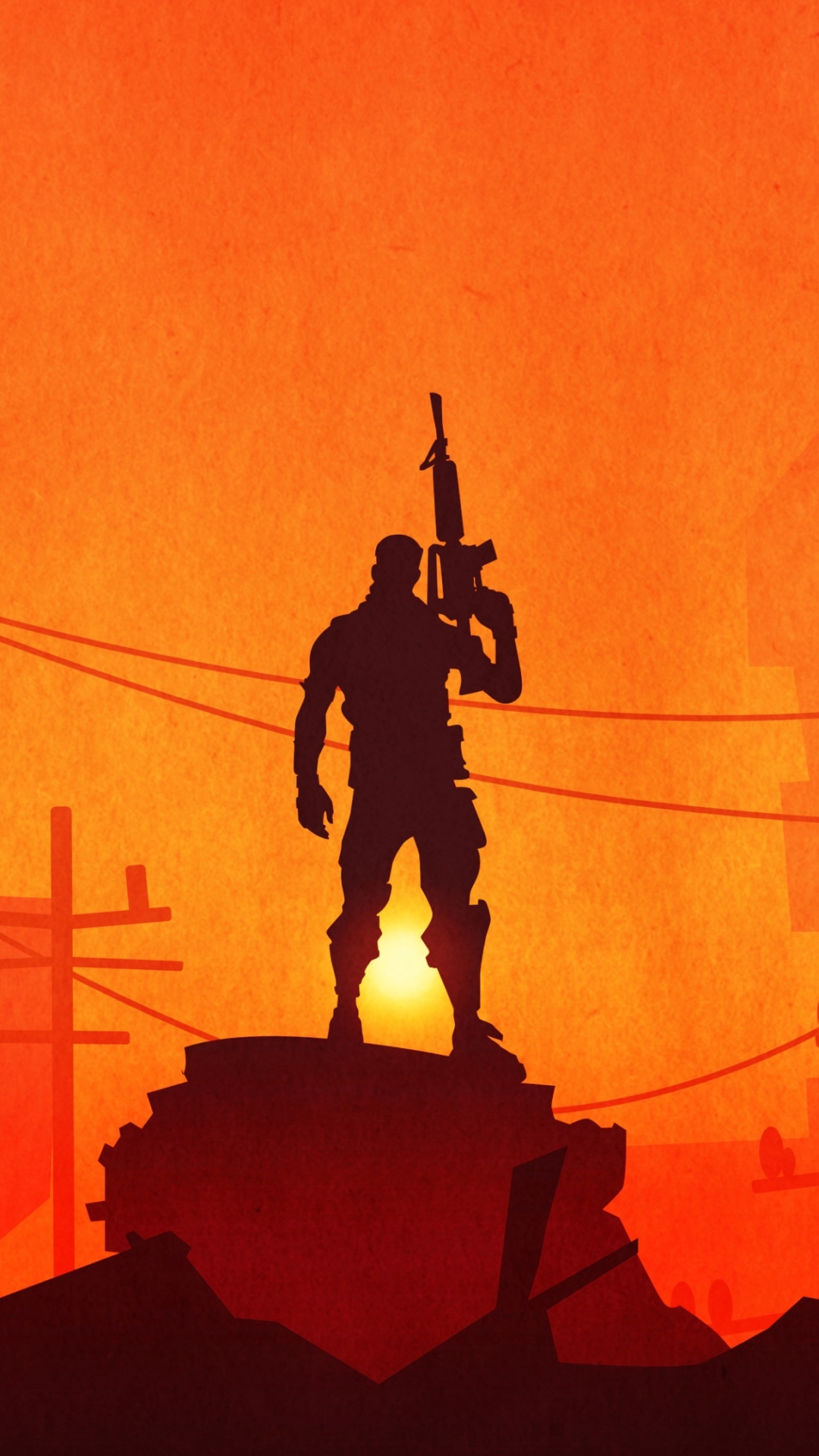 Handy-Wallpaper Silhouette, Krieger, Sonnenuntergang, Computerspiele, Fortnite kostenlos herunterladen.