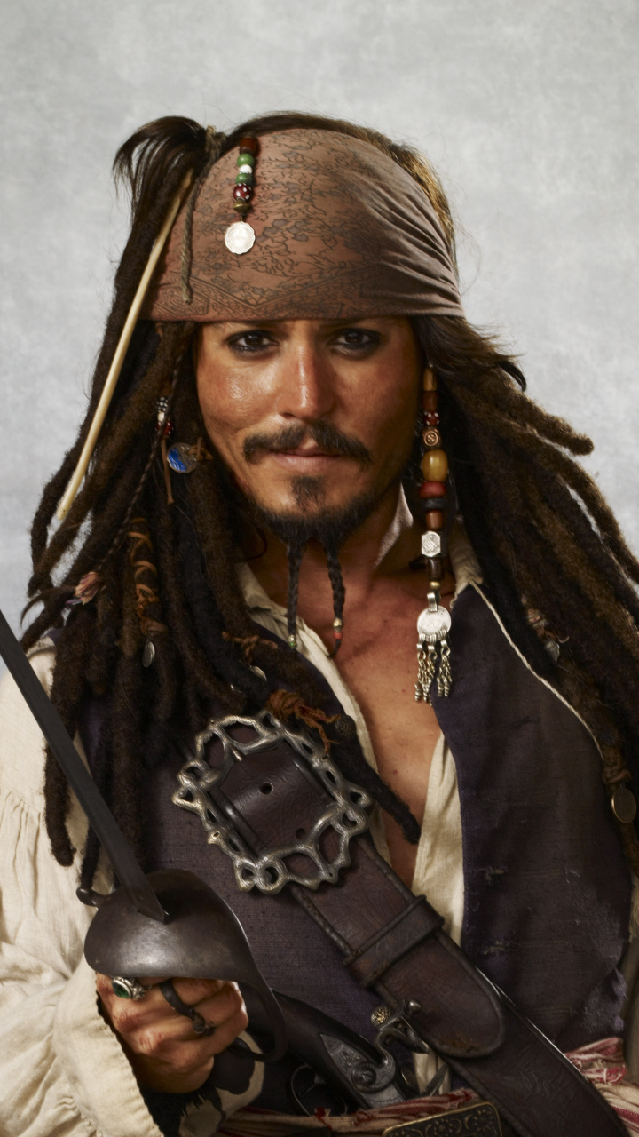 Download mobile wallpaper Pirates Of The Caribbean, Johnny Depp, Beard, Pirate, Movie, Long Hair, Jack Sparrow, Actor for free.