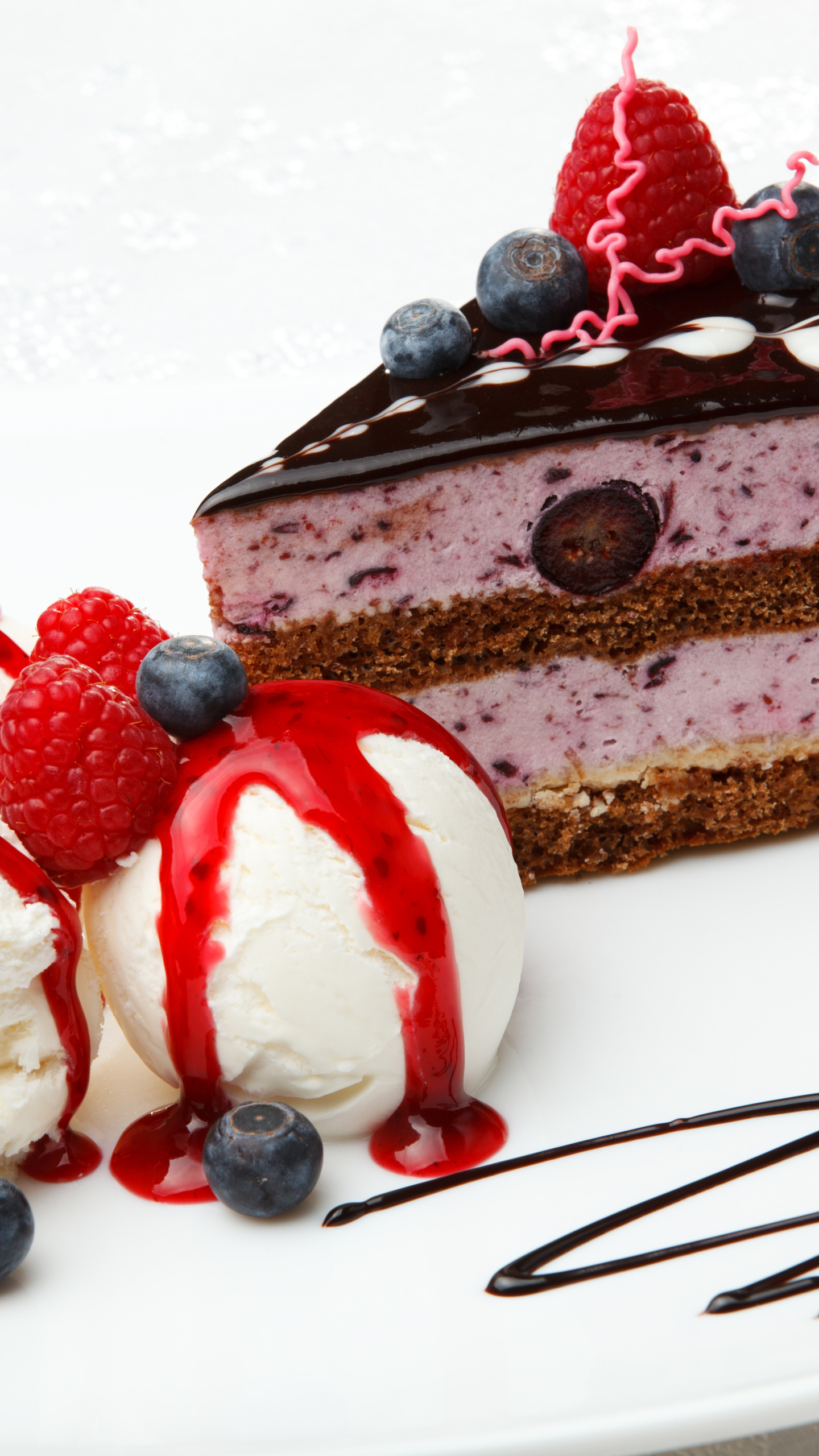 Download mobile wallpaper Food, Dessert, Blueberry, Raspberry, Ice Cream, Cake for free.