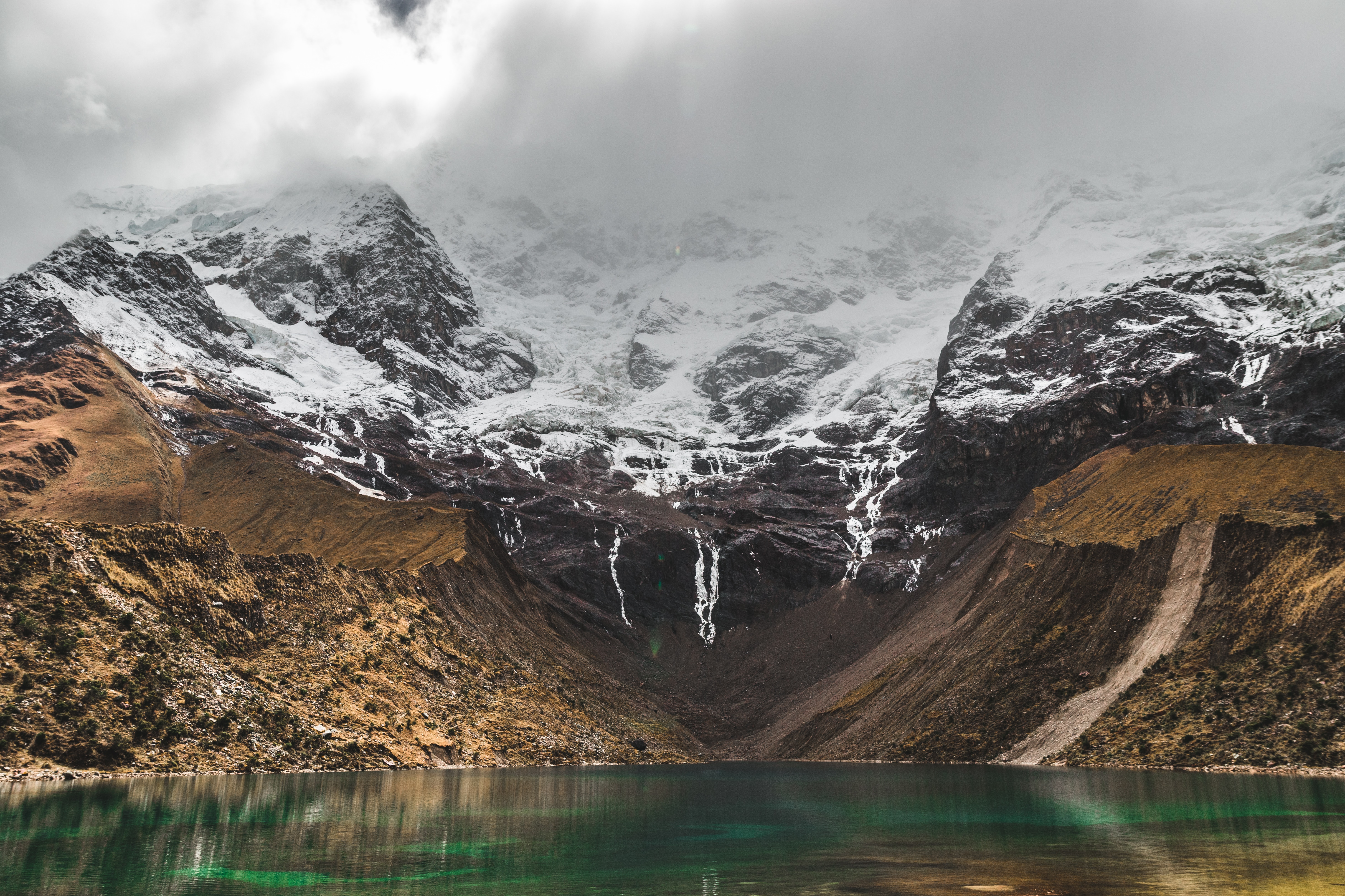 Descarga gratis la imagen Naturaleza, Nieve, Montañas, Agua, Lago, Paisaje en el escritorio de tu PC