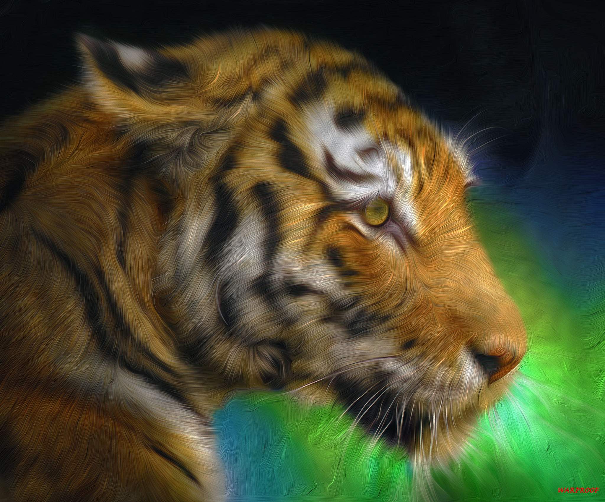 Descarga gratuita de fondo de pantalla para móvil de Pintura Al Óleo, Gatos, Animales, Tigre.