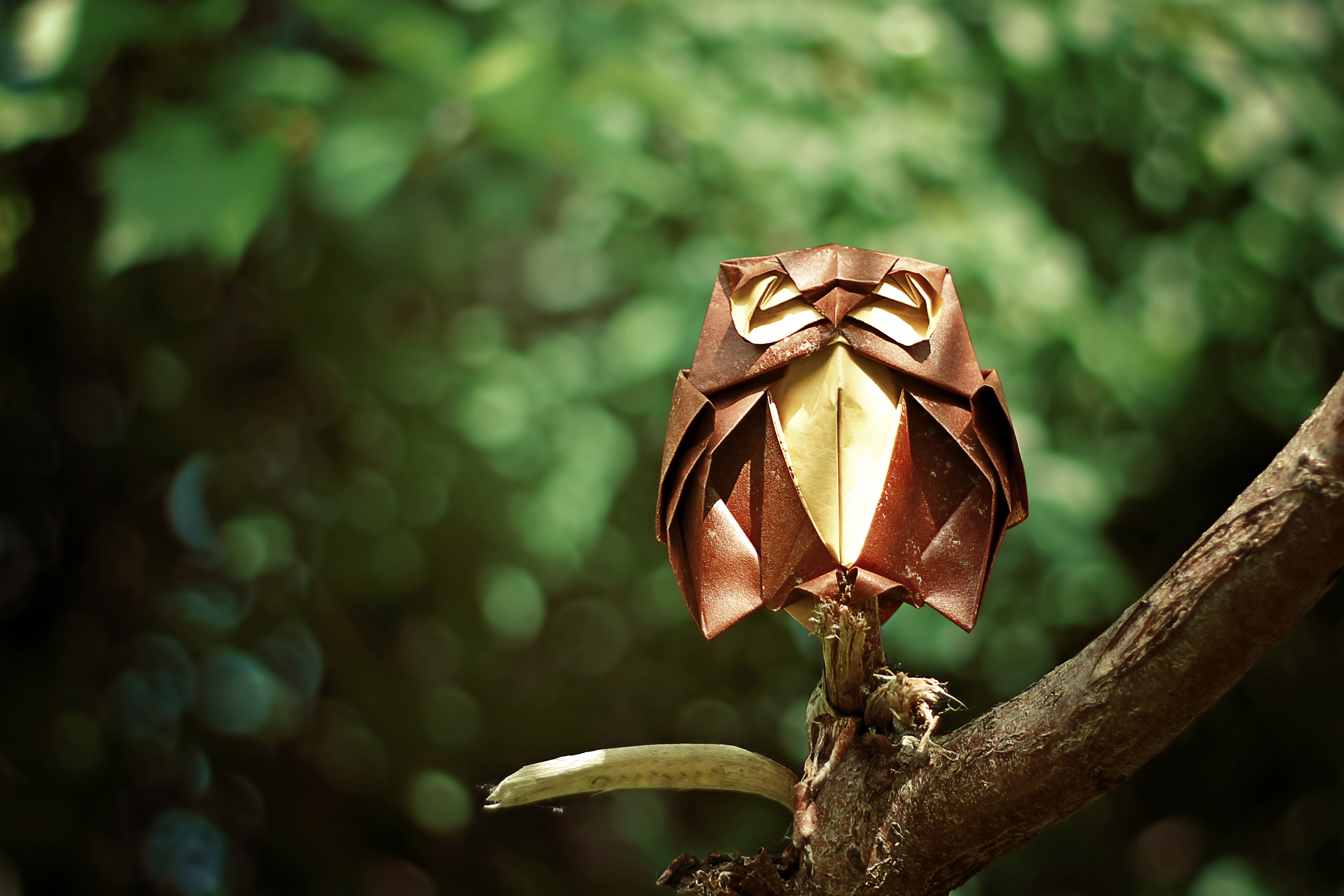 Free download wallpaper Owl, Branch, Origami, Man Made on your PC desktop