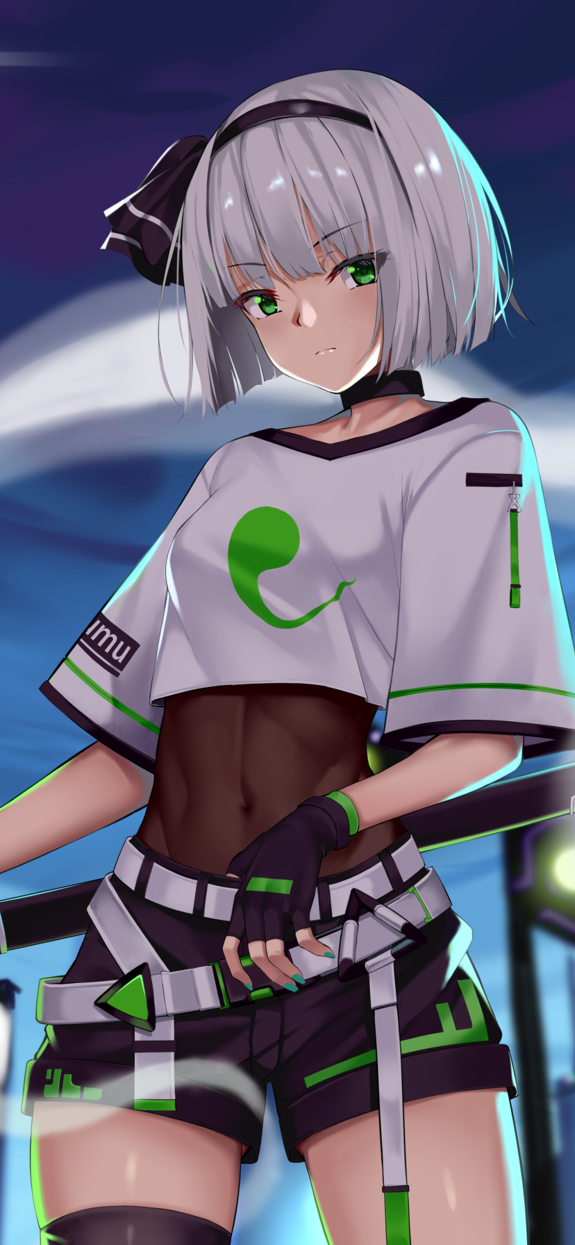 Handy-Wallpaper Grüne Augen, Animes, Tuhu, Kurzes Haar, Weißes Haar, Youmu Konpaku kostenlos herunterladen.