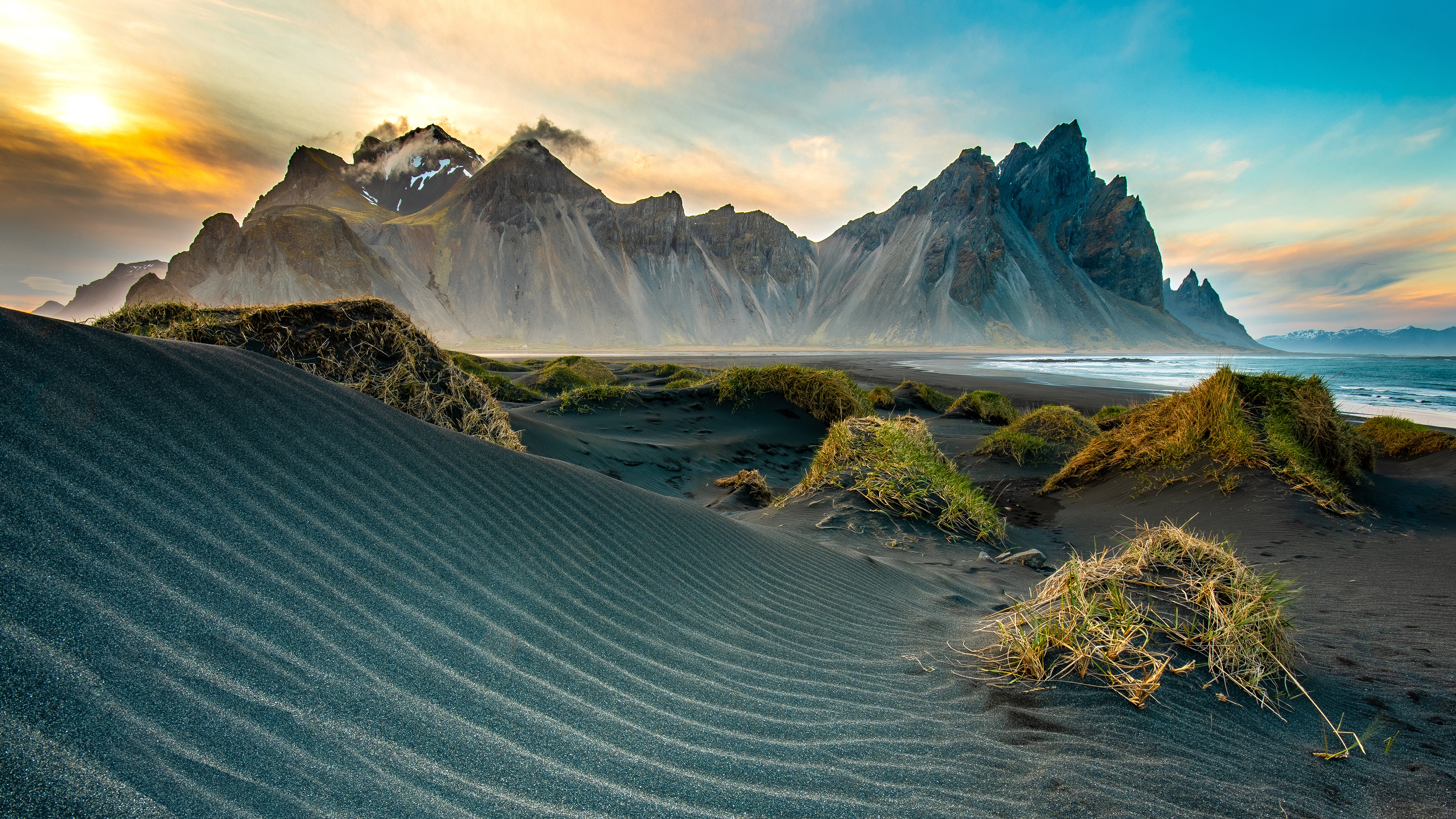 467314 скачать обои исландия, природа, земля/природа, вестрахорн, песок, горы - заставки и картинки бесплатно