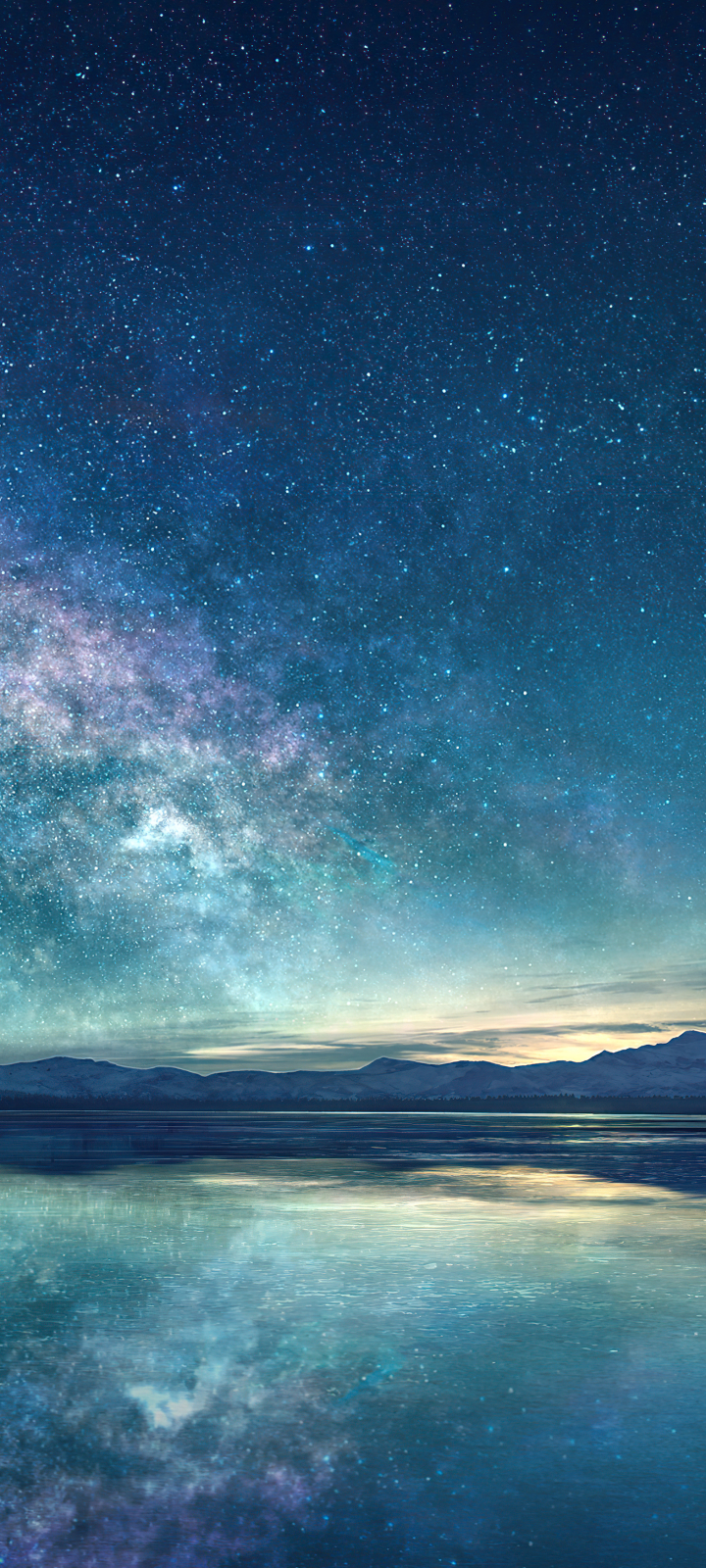 Download mobile wallpaper Lake, Reflection, Milky Way, Sci Fi for free.