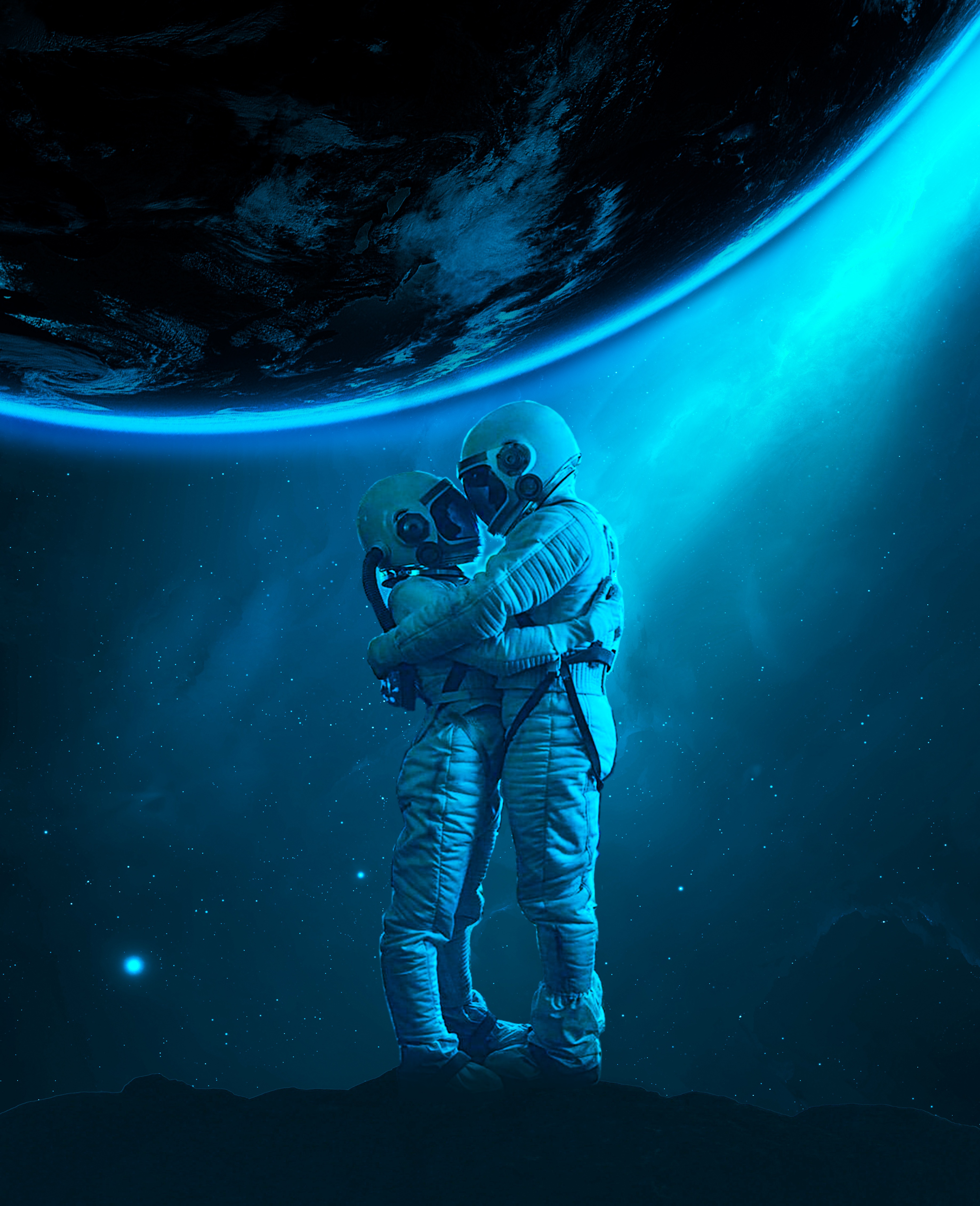 63004 descargar fondo de pantalla universo, amor, astronautas, abarcar, miscelánea, misceláneo, abrazar, cosmonautas: protectores de pantalla e imágenes gratis