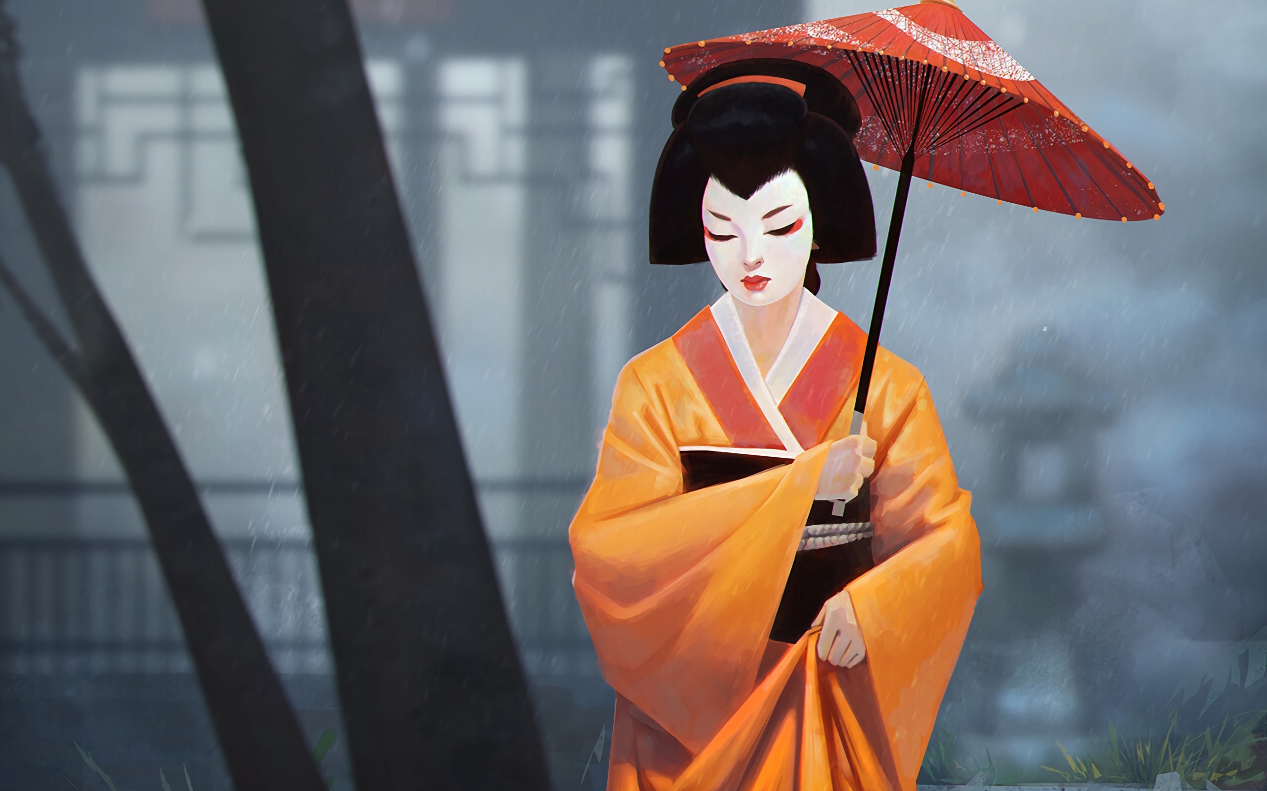 Descarga gratis la imagen Paraguas, Artístico, Kimono, Geisha en el escritorio de tu PC