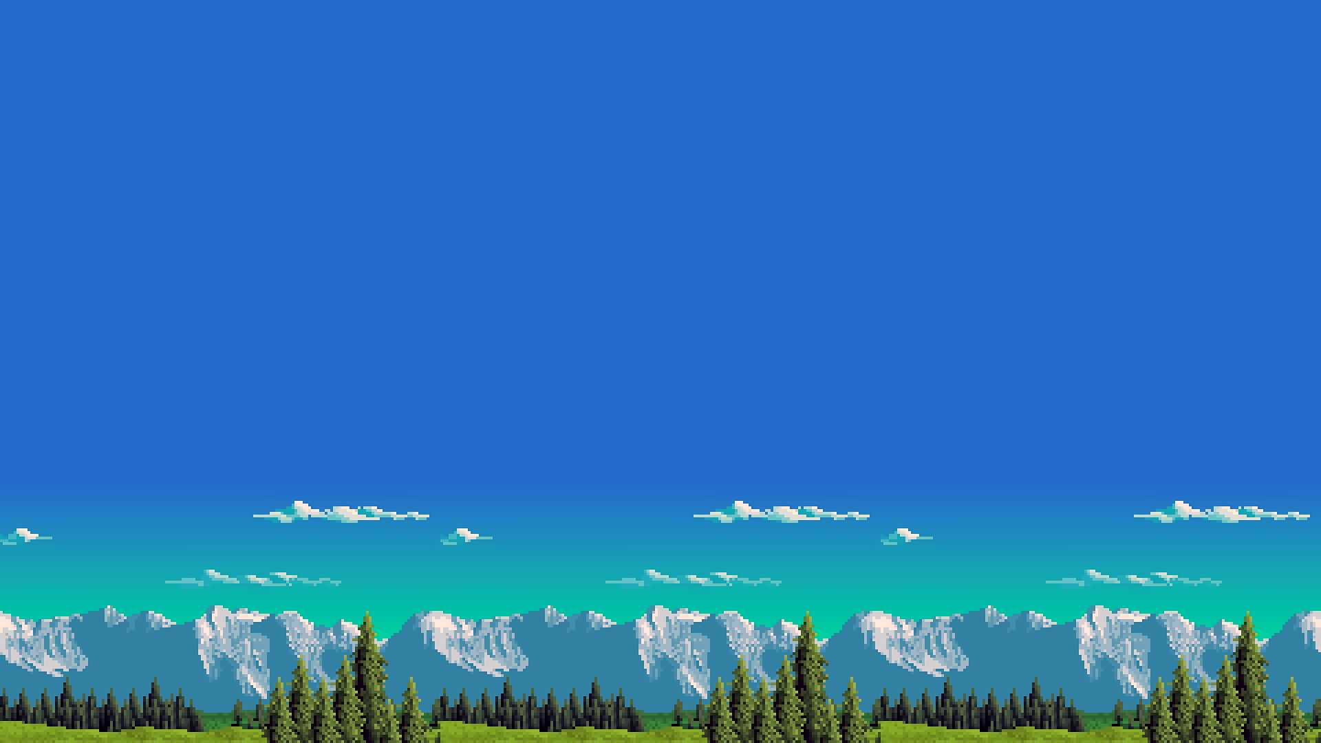 Download mobile wallpaper Landscape, Sky, Mountain, Artistic, Pixel Art for free.