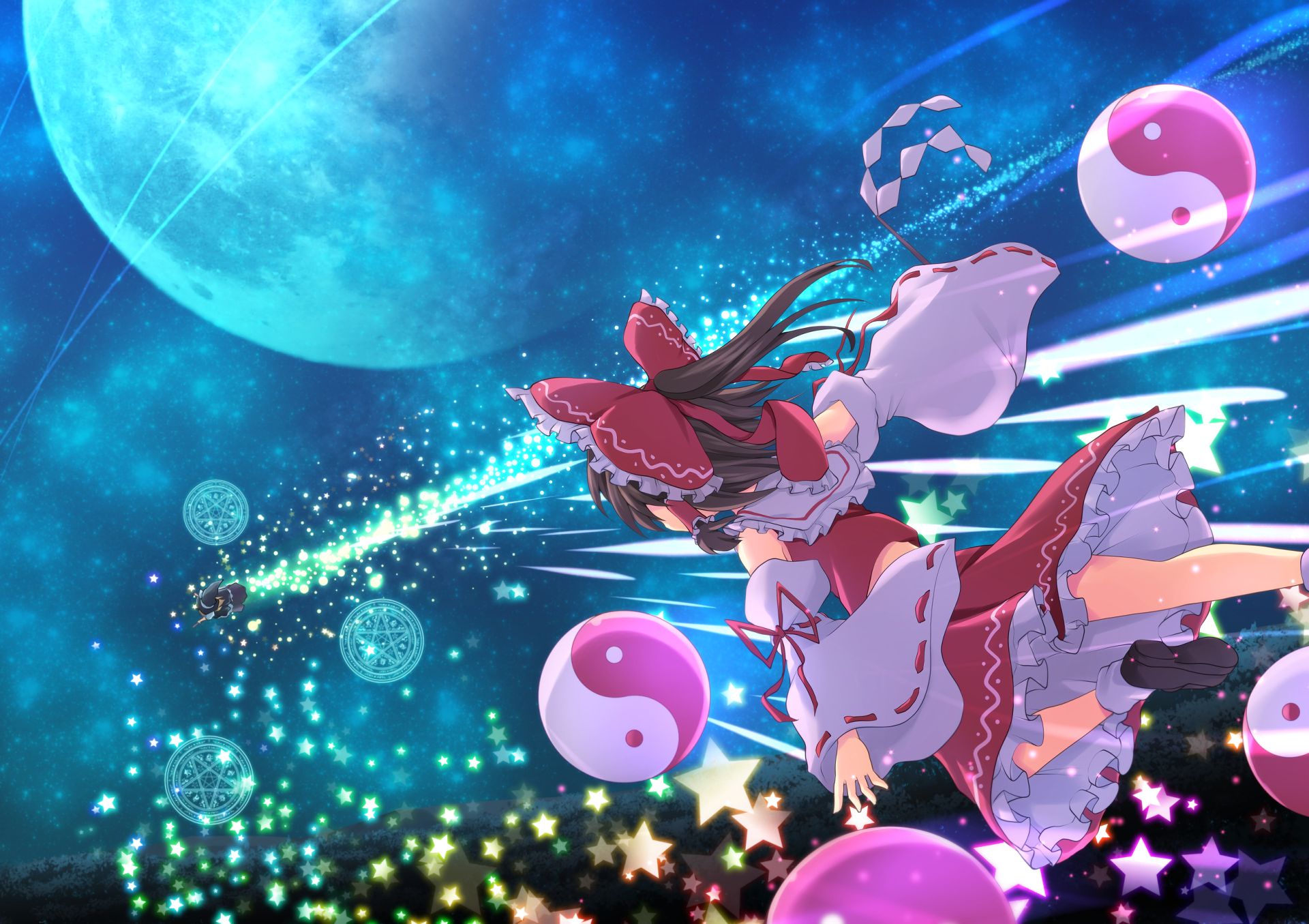 Download mobile wallpaper Anime, Touhou, Reimu Hakurei, Marisa Kirisame for free.