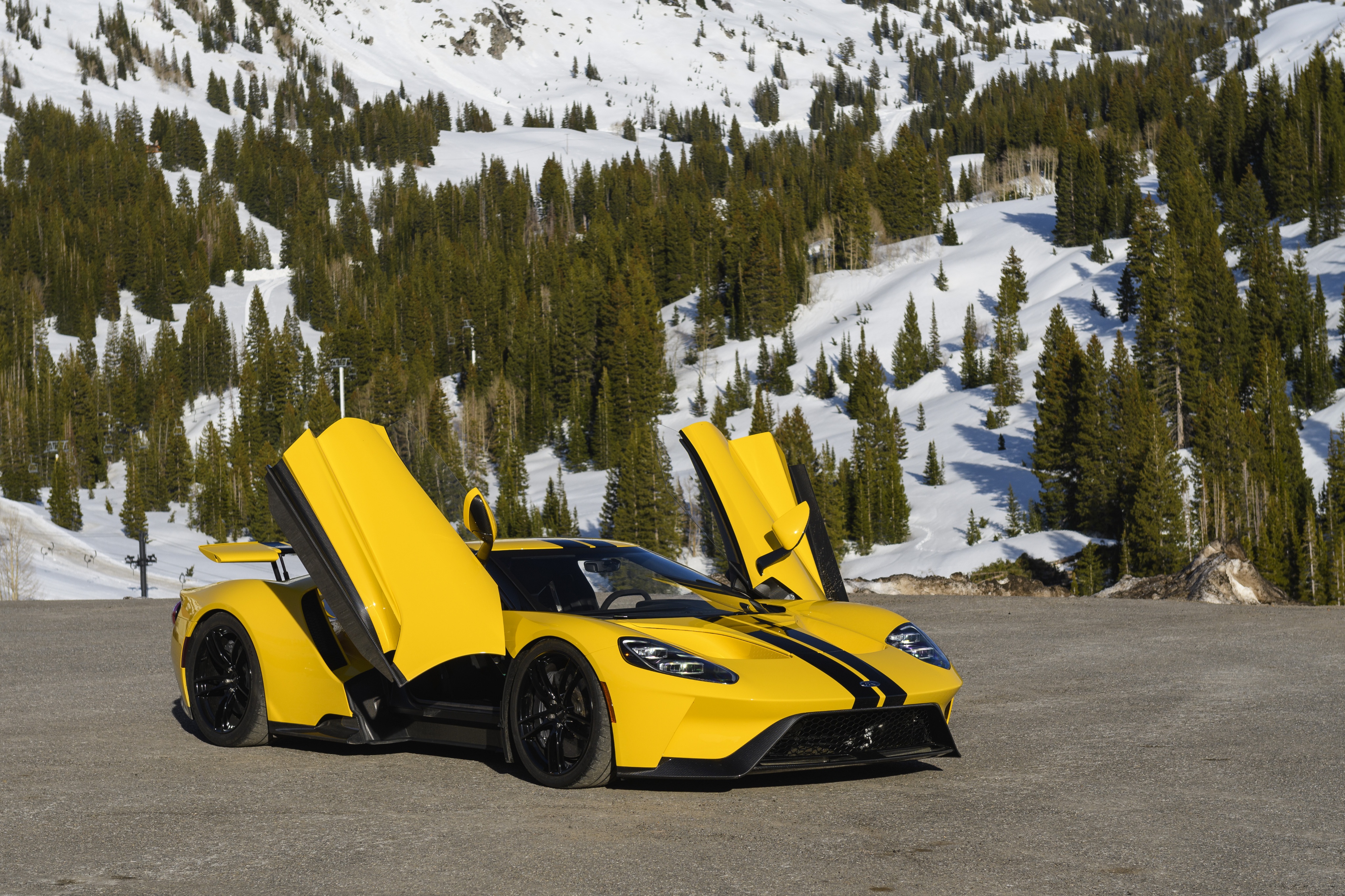 Téléchargez des papiers peints mobile Voiture, Supercar, Ford Gt, Véhicules, Gué, Voiture Jaune gratuitement.