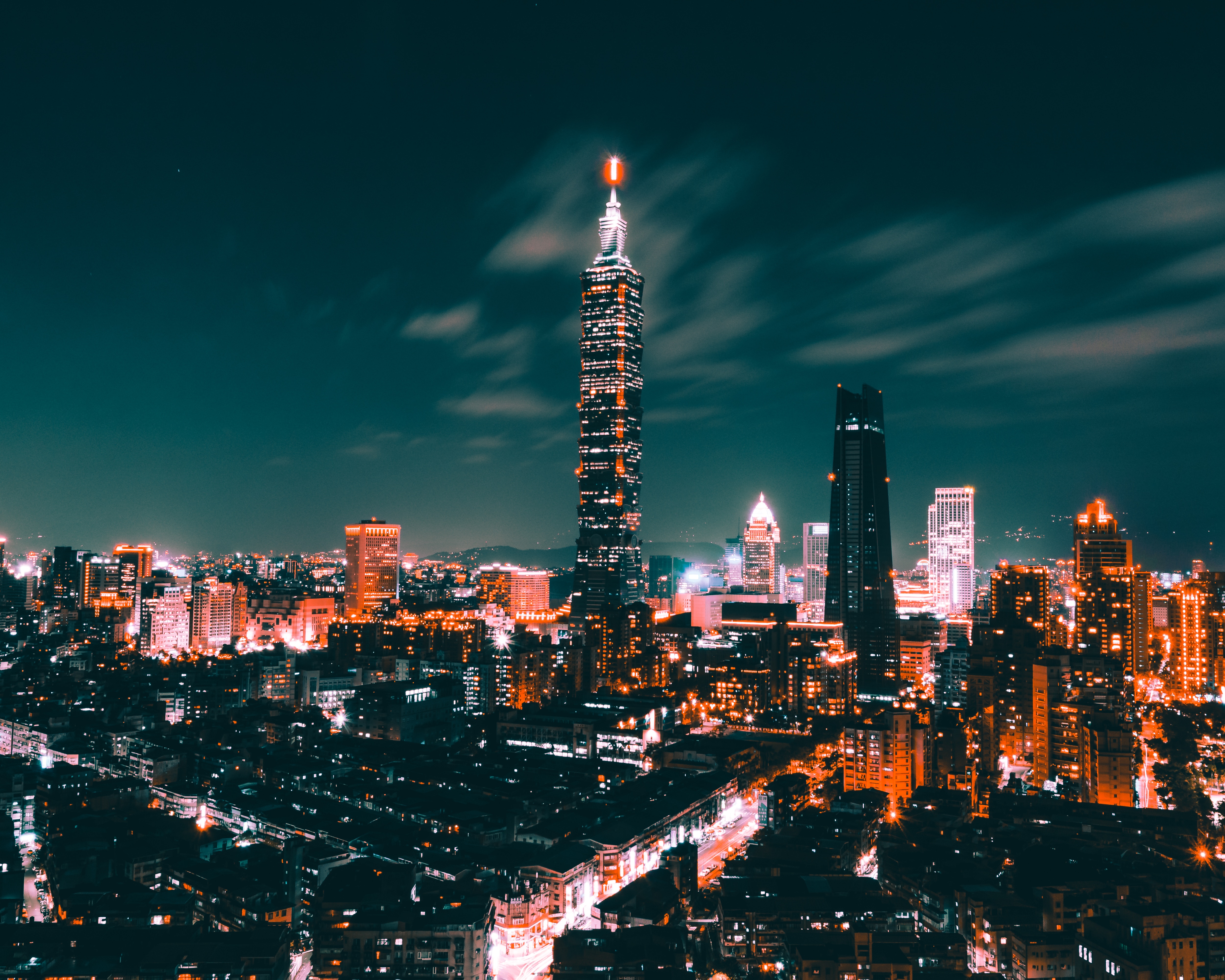 Baixar papel de parede para celular de Vista De Cima, Taiwan, Ver De Cima, Luzes Da Cidade, Arranha Céus, Cidade Noturna, Cidades gratuito.