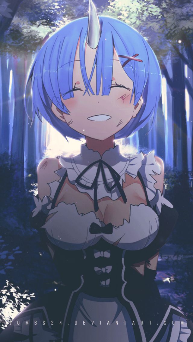 Download mobile wallpaper Anime, Smile, Blue Hair, Short Hair, Re:zero Starting Life In Another World, Rem (Re:zero) for free.